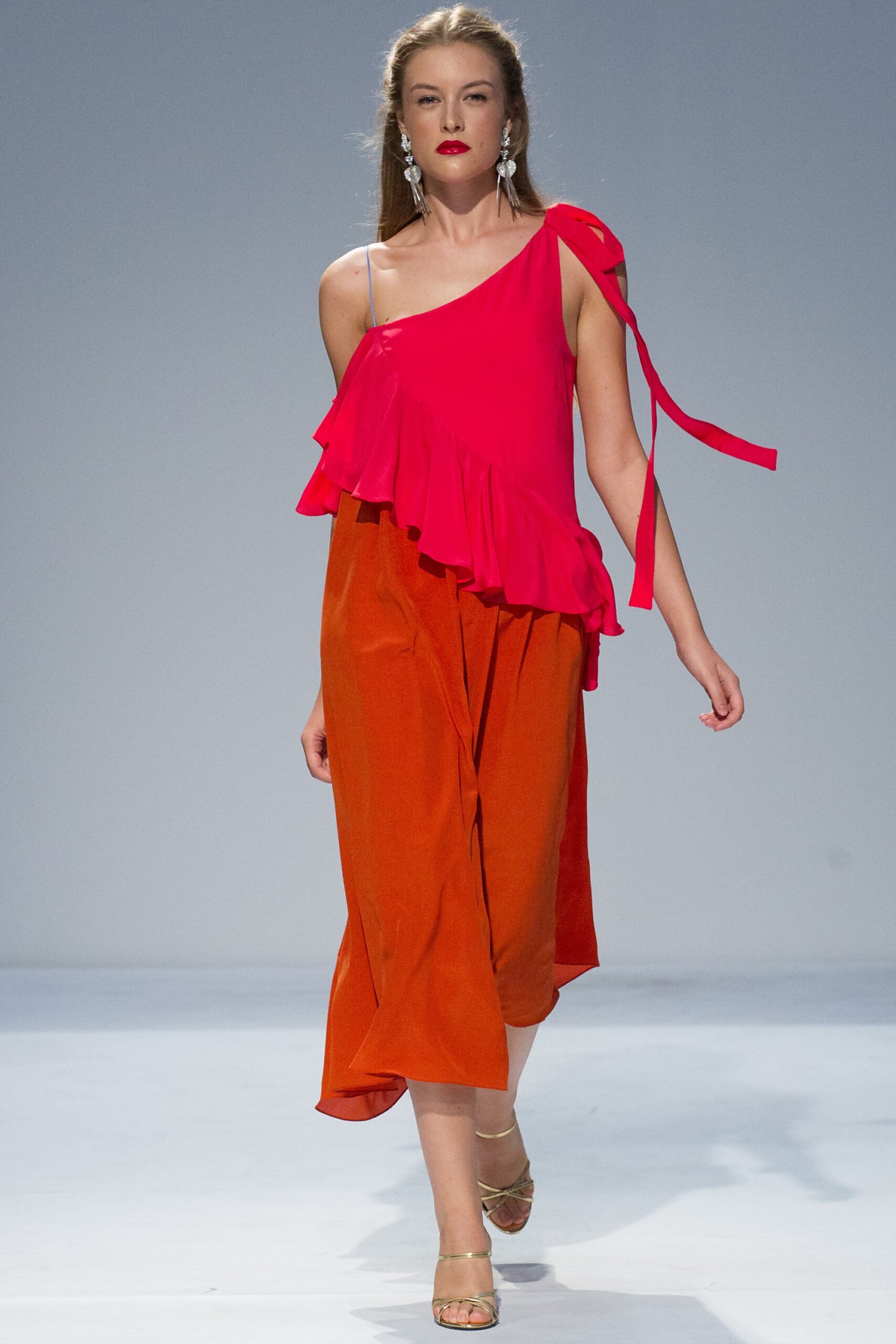 orange cotton relaxed wide-leg pants