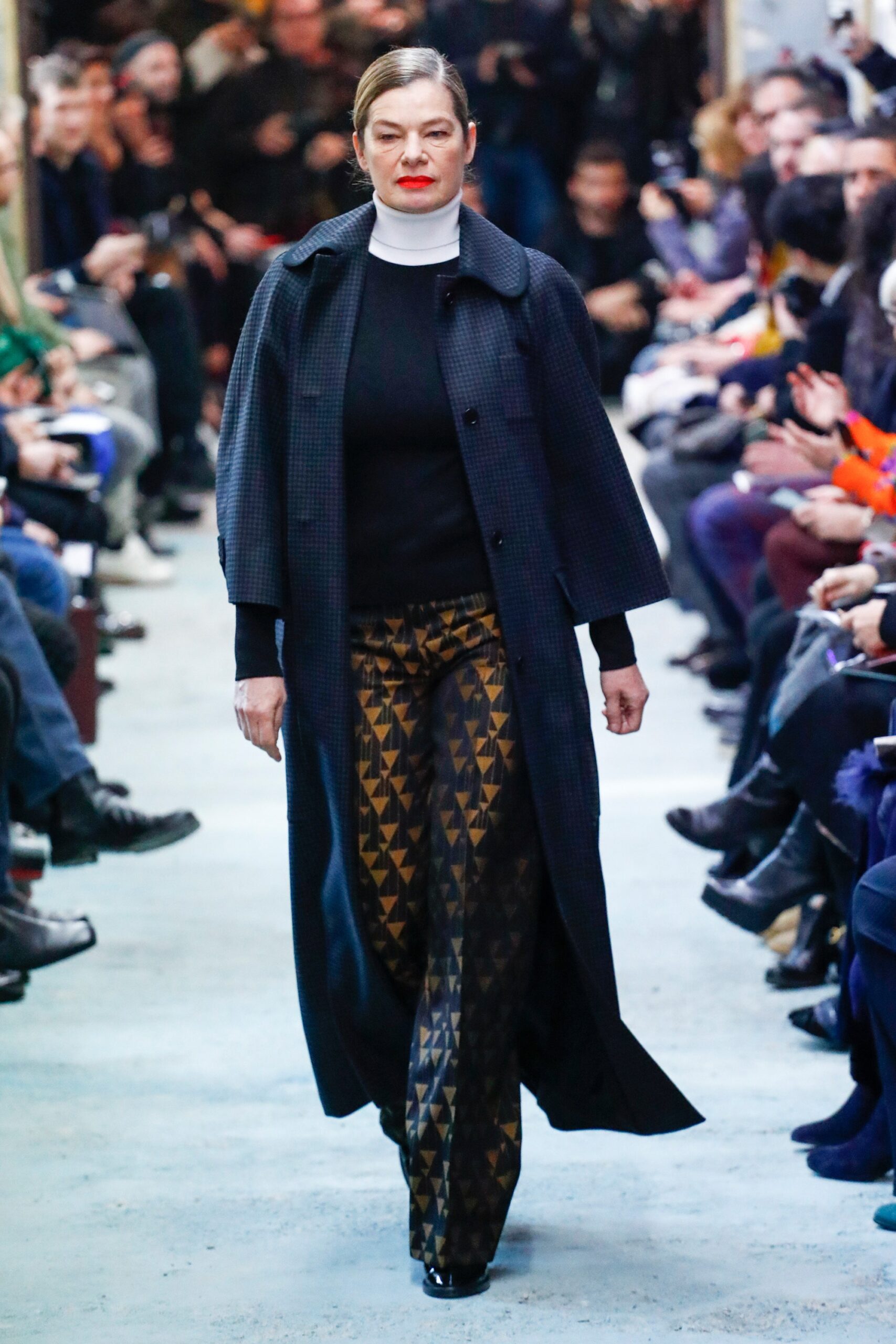 brown silk tailored flared pants