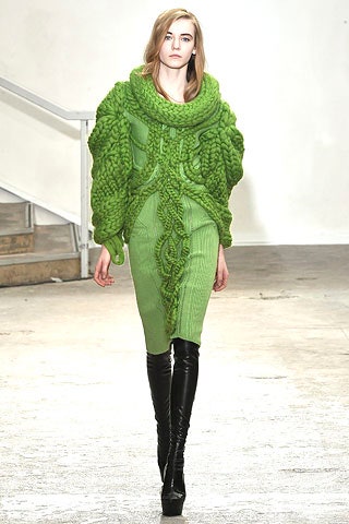 green wool midi dress with oversized coat