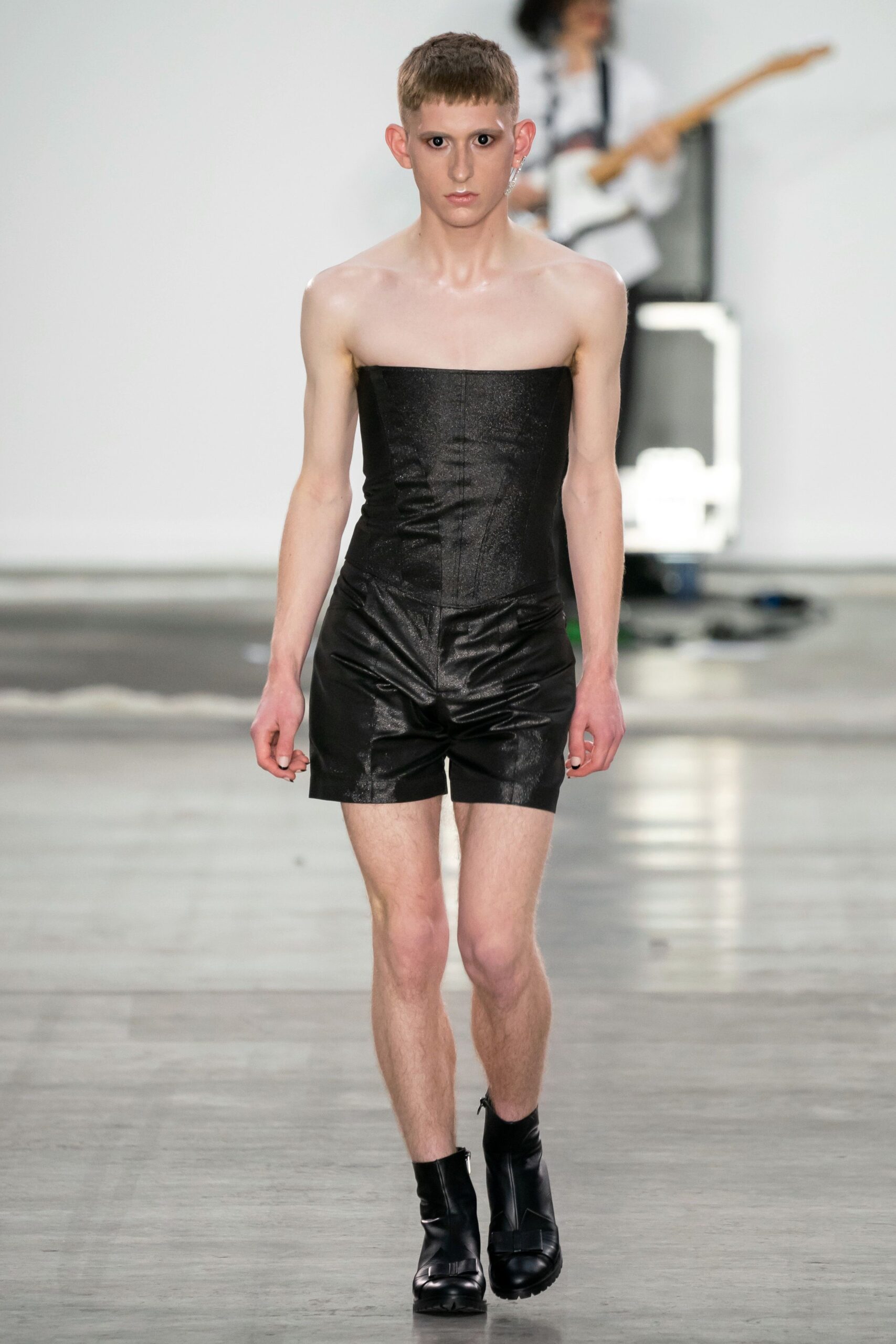 black leather fitted romper