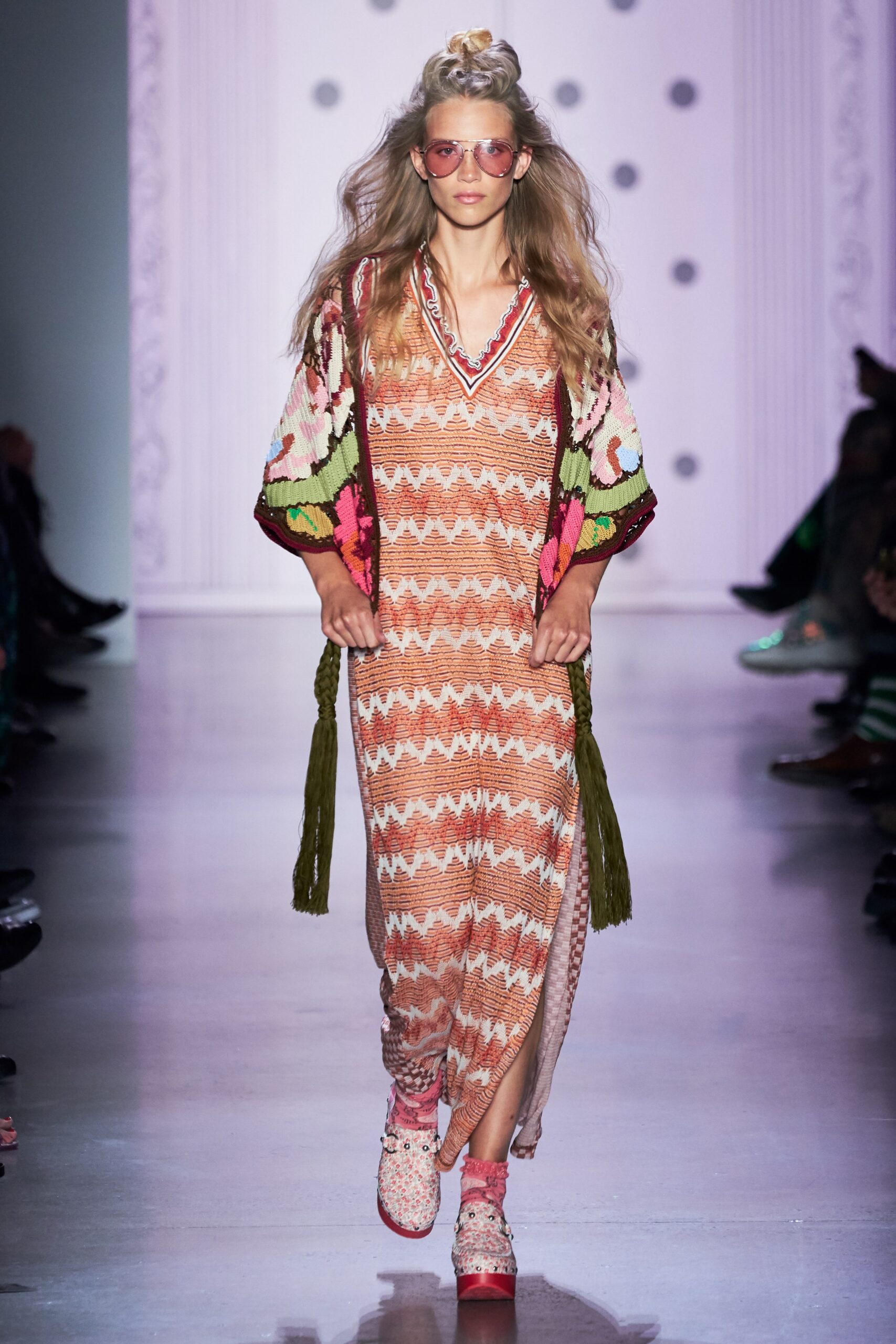 relaxed orange pink green maxi dress