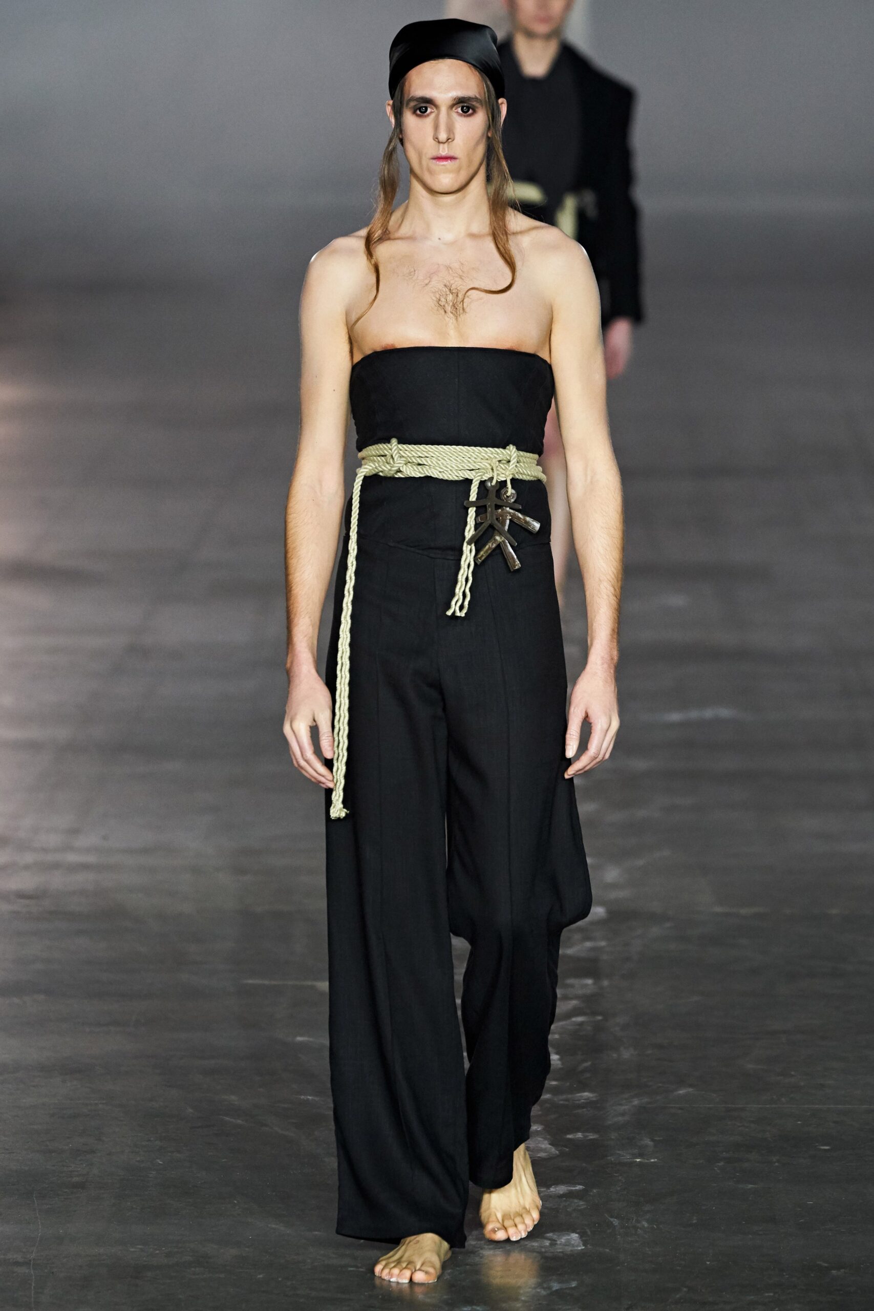 black fitted strapless jumpsuit
