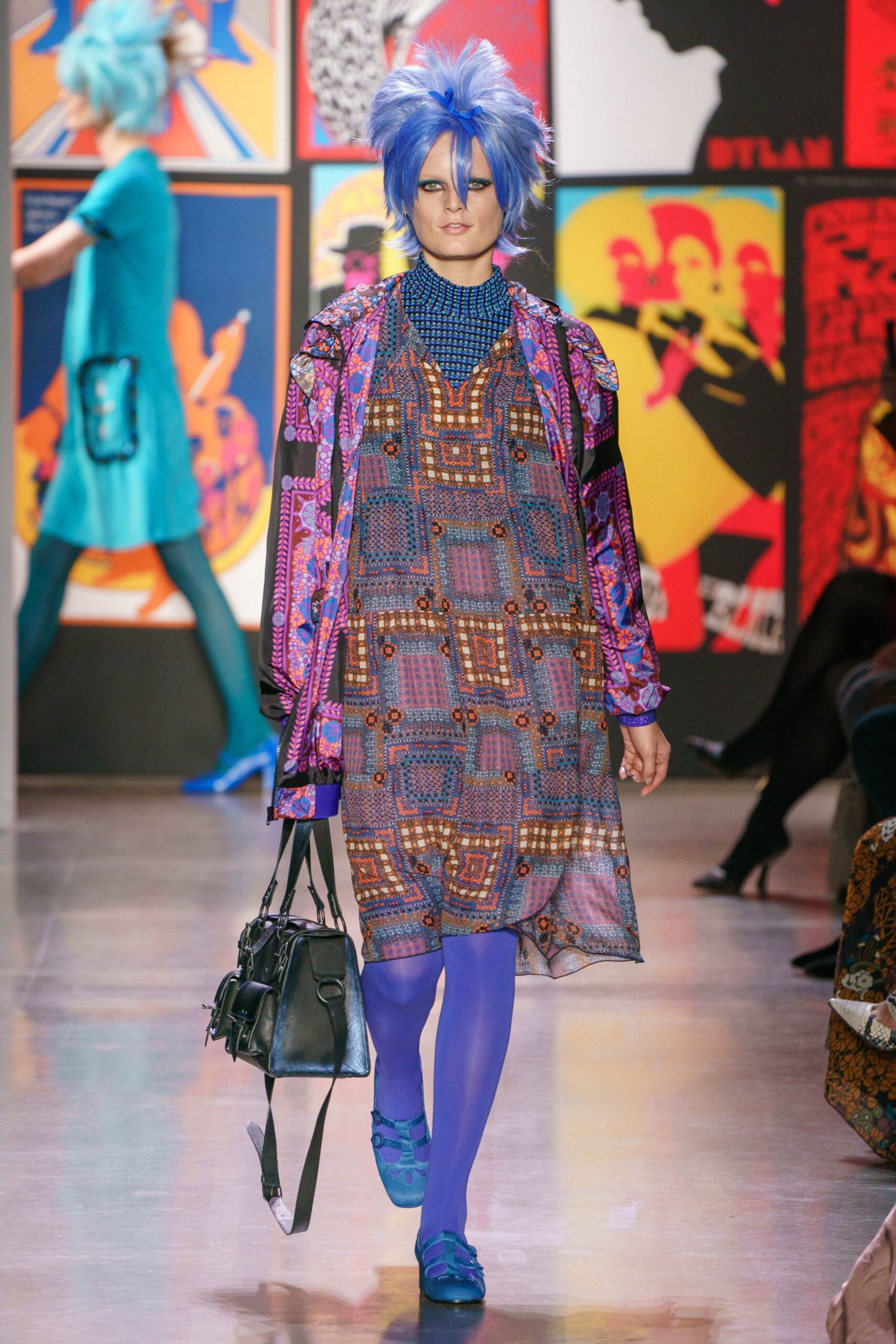 relaxed multi-colored dress with oversized jacket