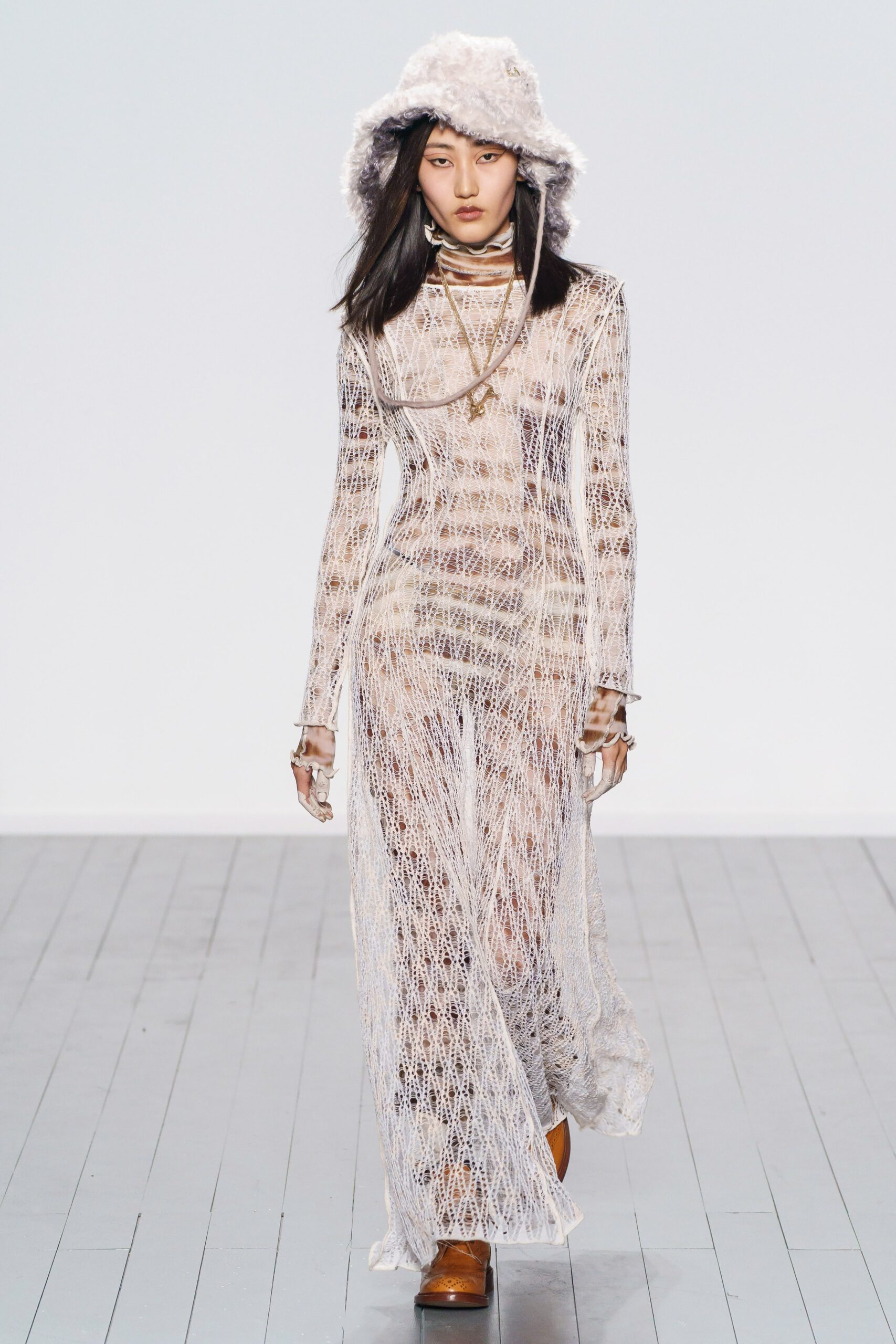 white mesh fitted dress