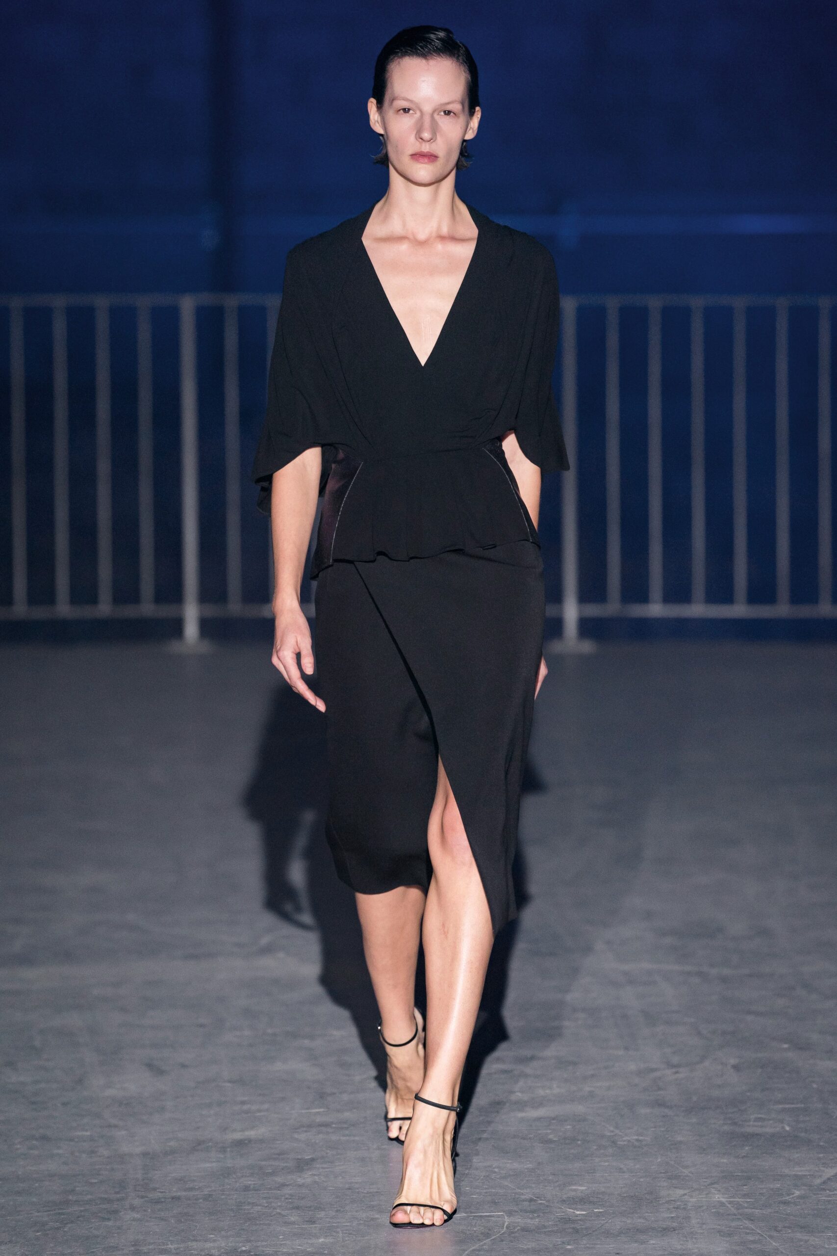 black silk fitted dress