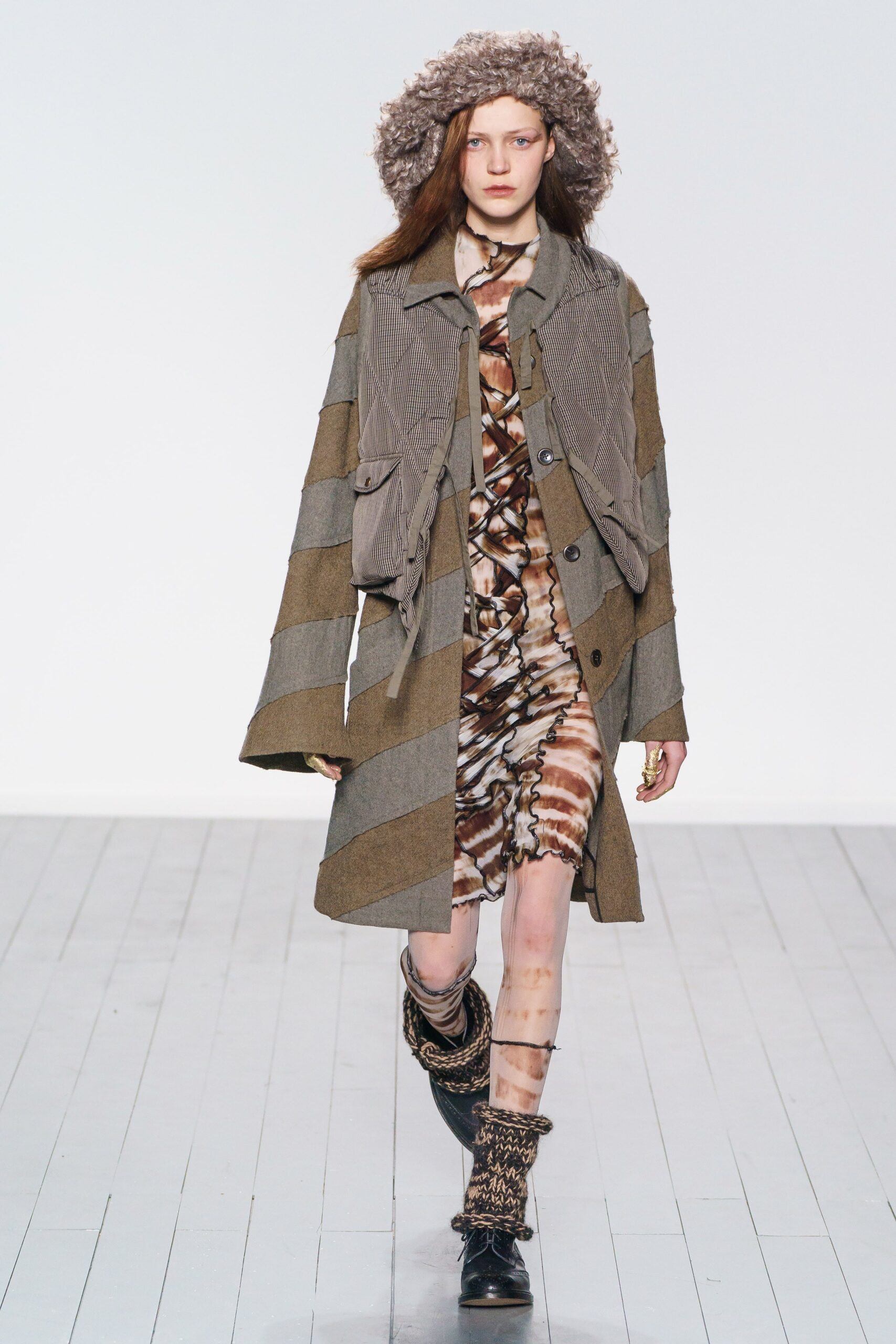 gray wool coat with mini dress