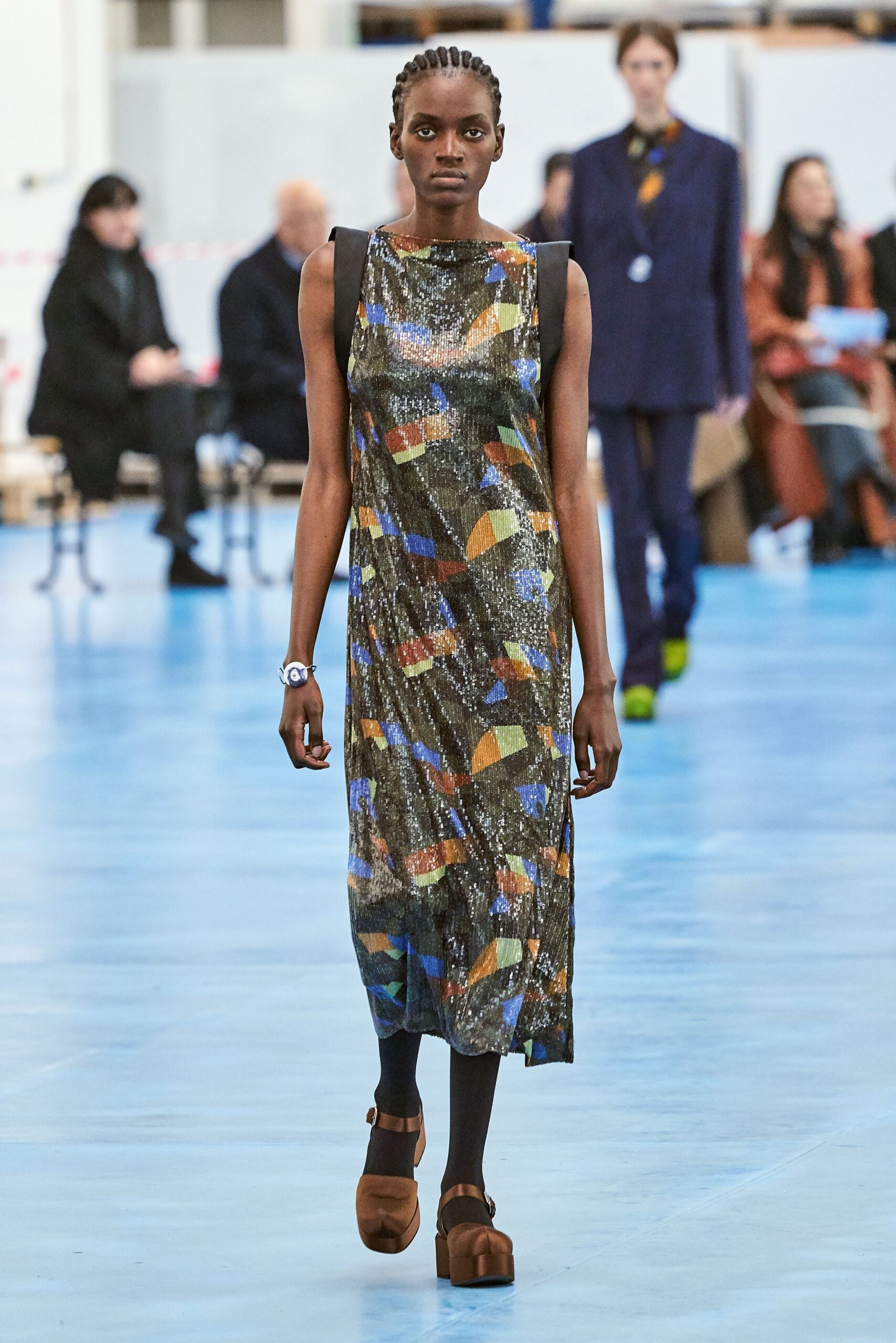 multi-colored silk sleeveless dress