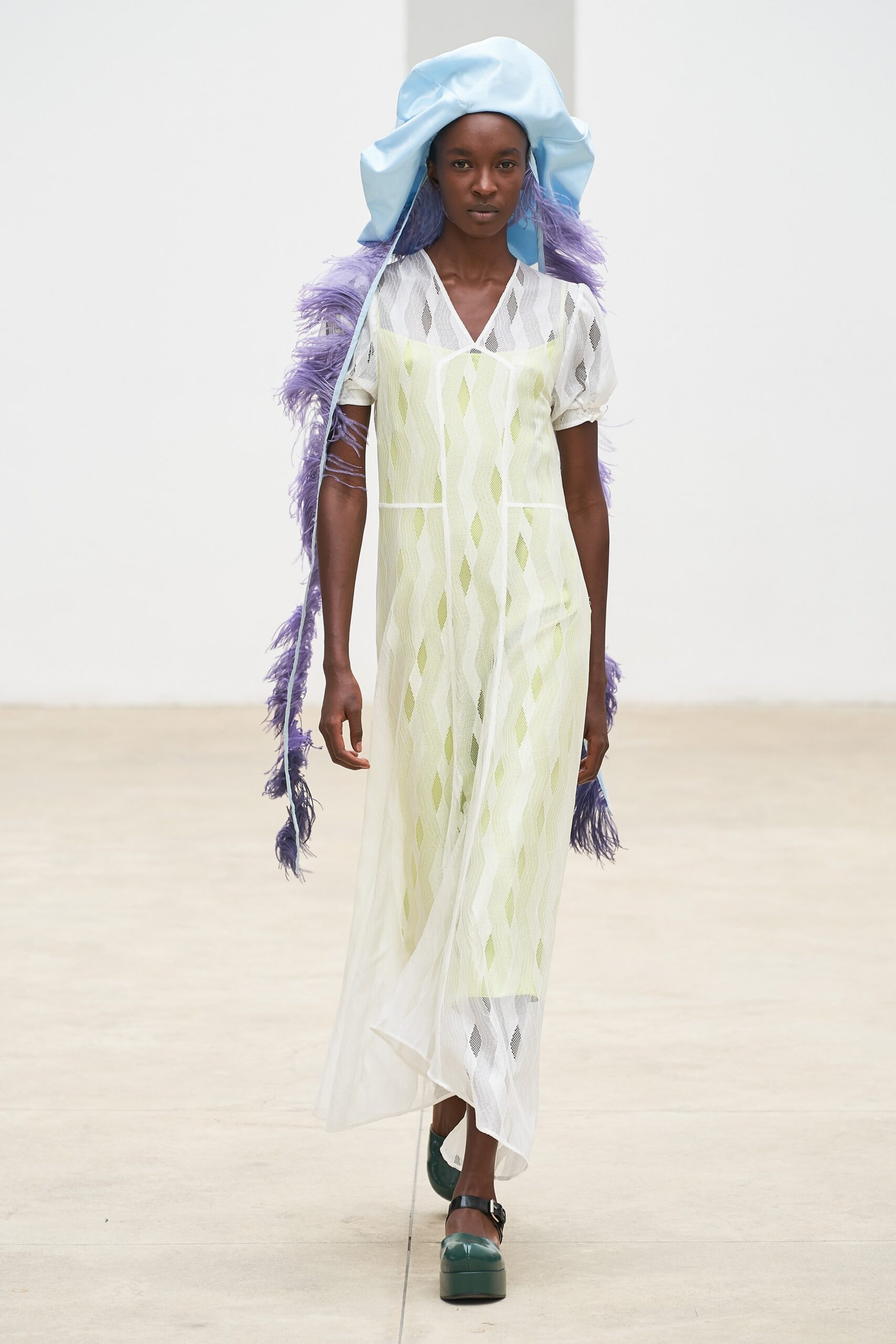 white and green printed maxi dress