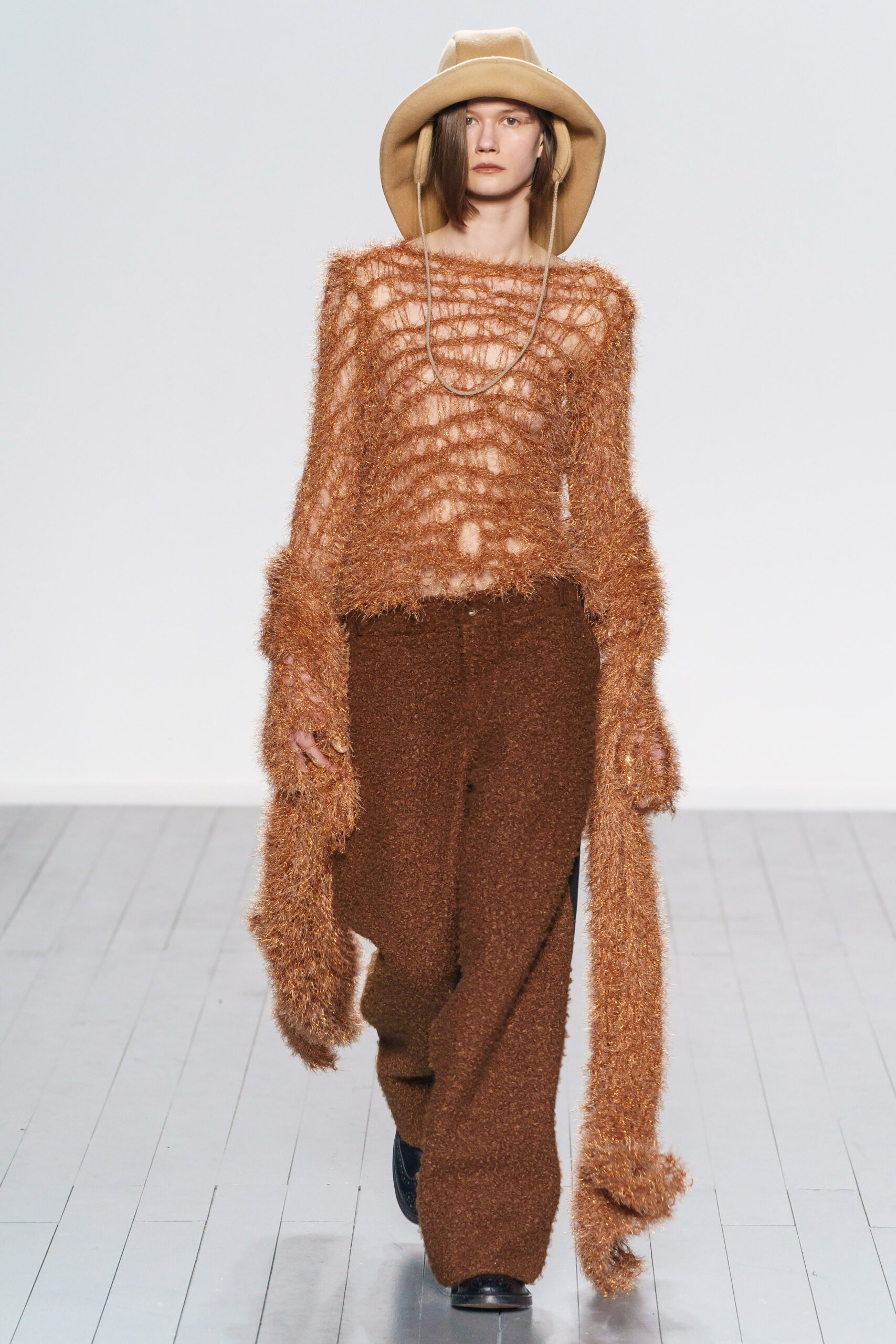 brown wool relaxed top and pants