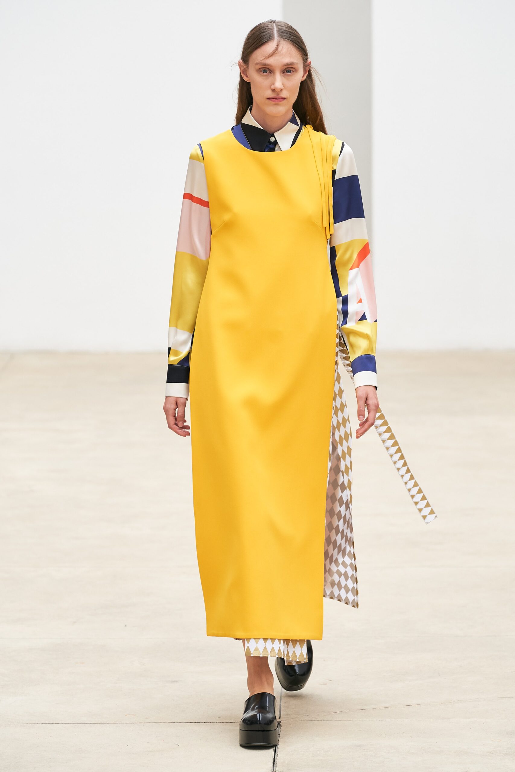 yellow sleeveless midi dress