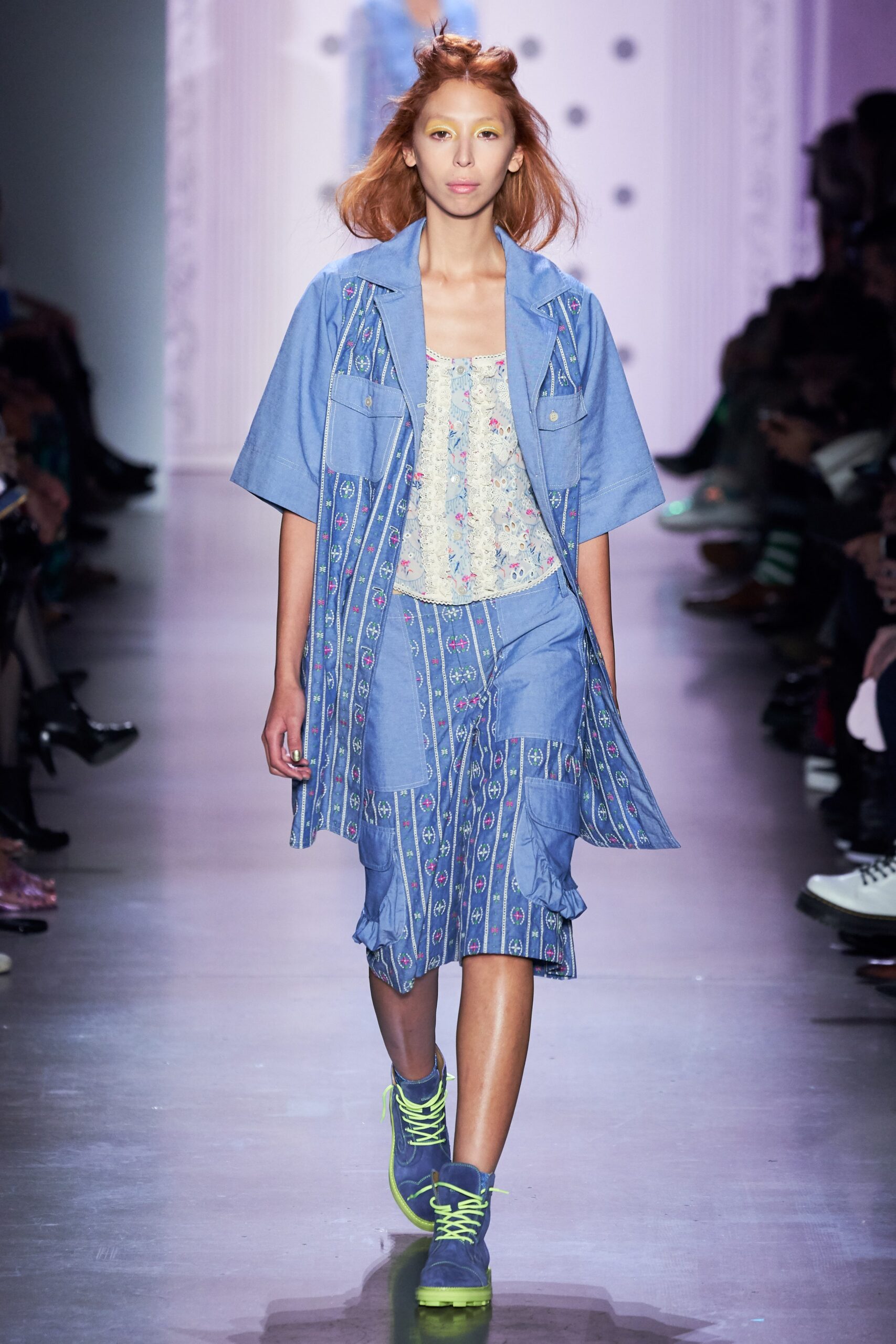 blue denim midi dress and jacket