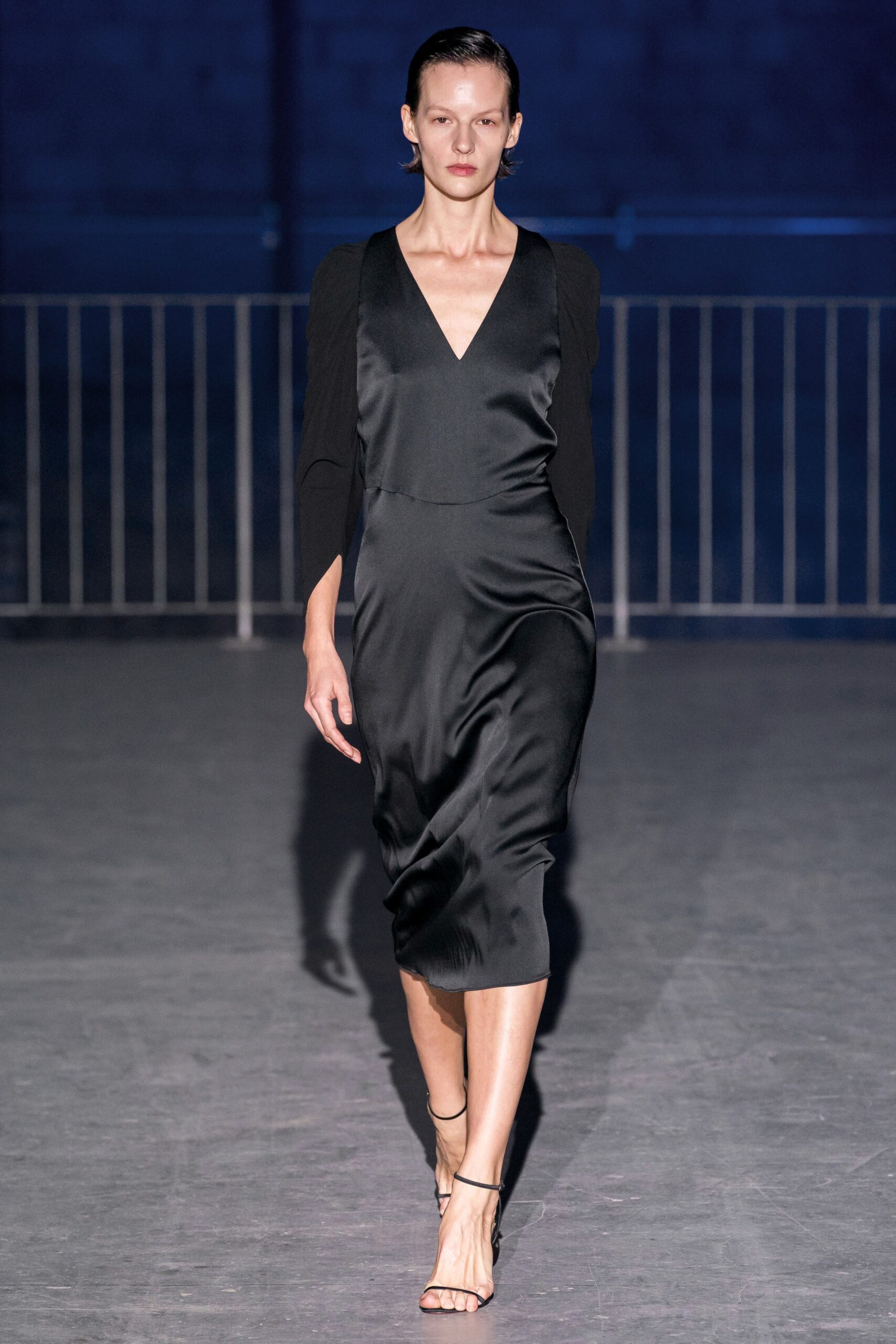 black silk fitted dress