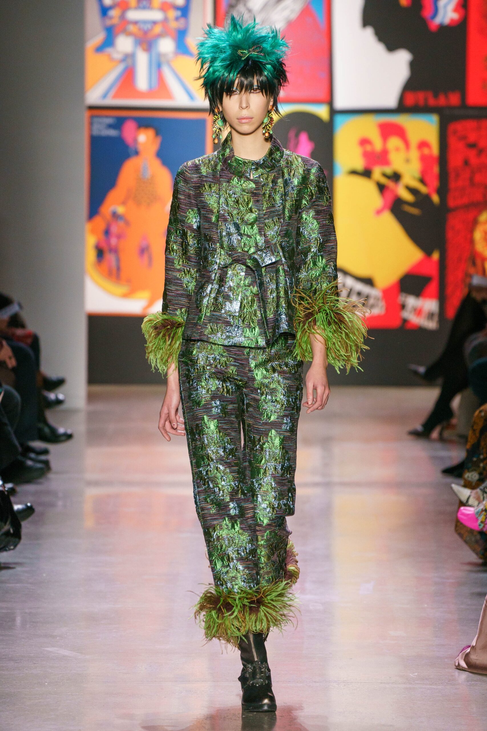 black and green silk jacket and pants