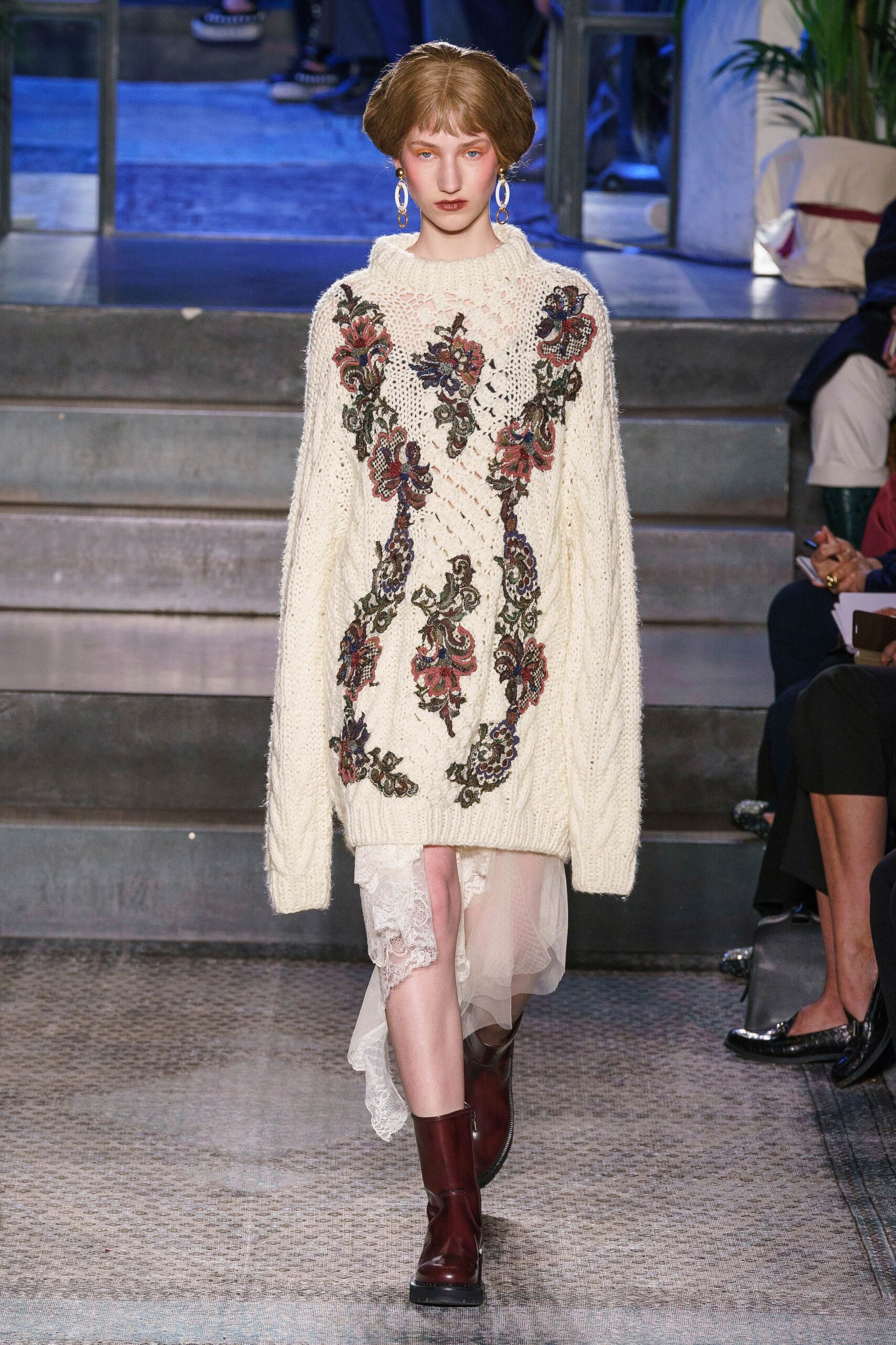 oversized white embroidered sweater