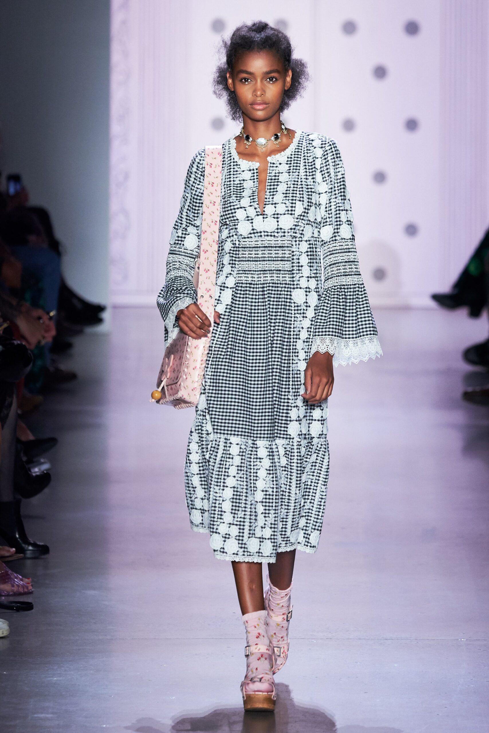 relaxed black and white embroidered dress