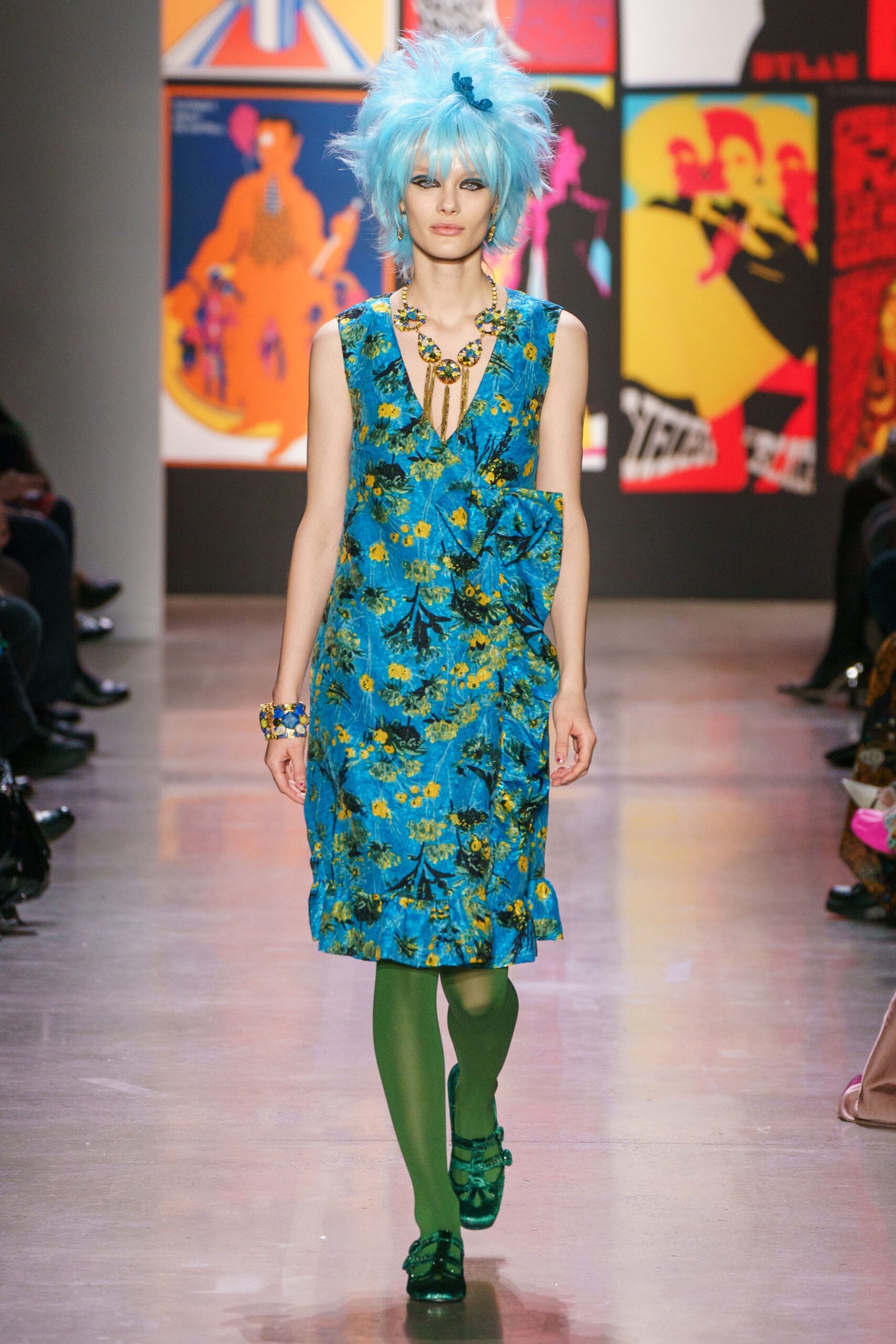 blue floral sleeveless dress