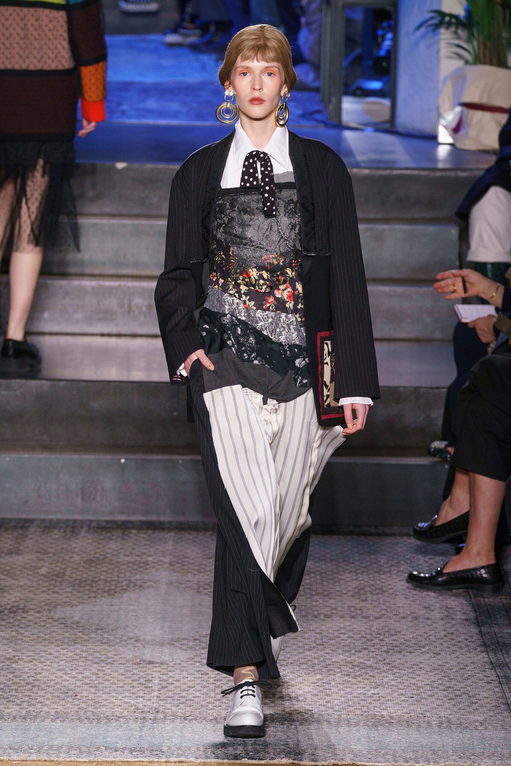 white cotton blouse with black jacket