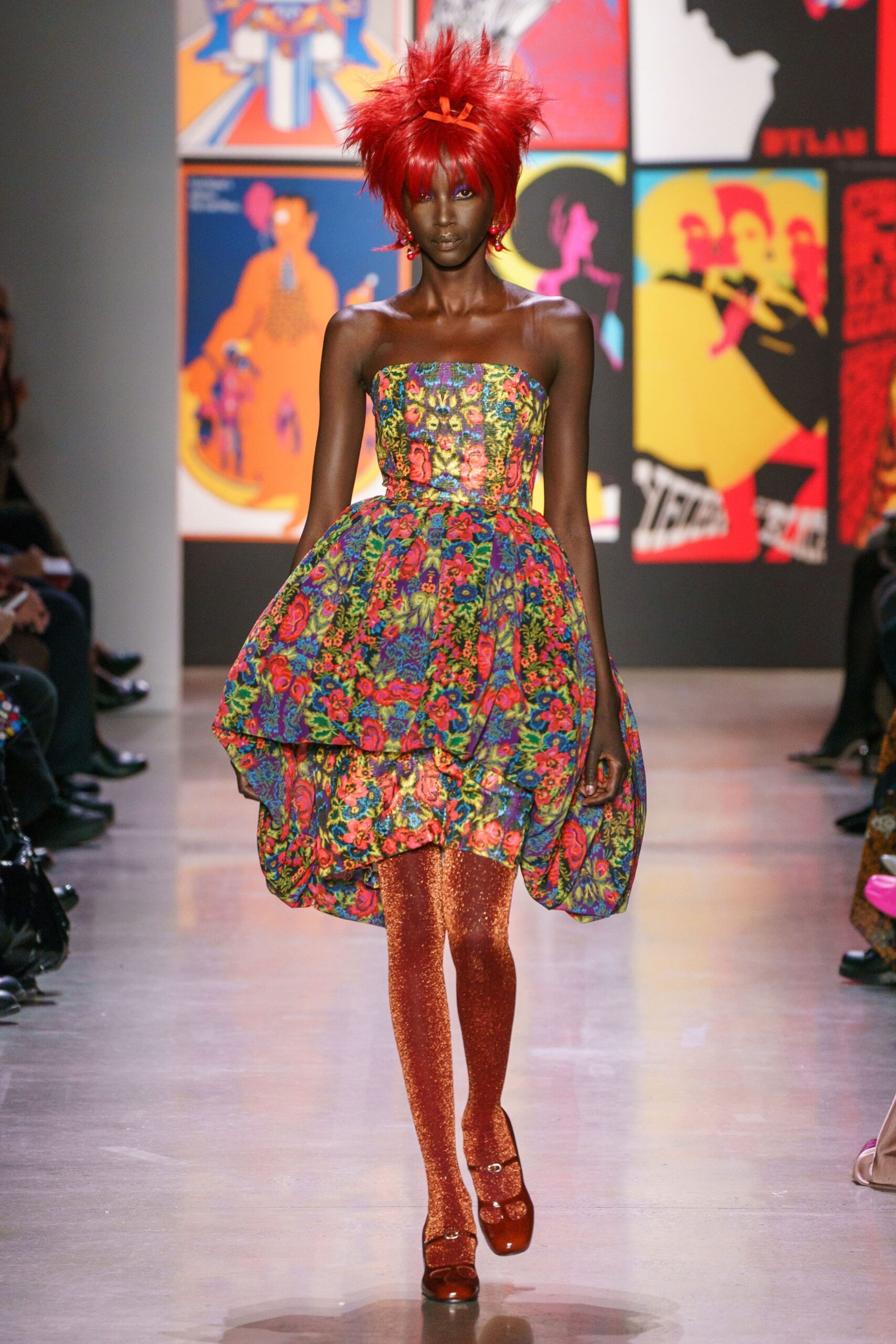 colorful strapless mini dress