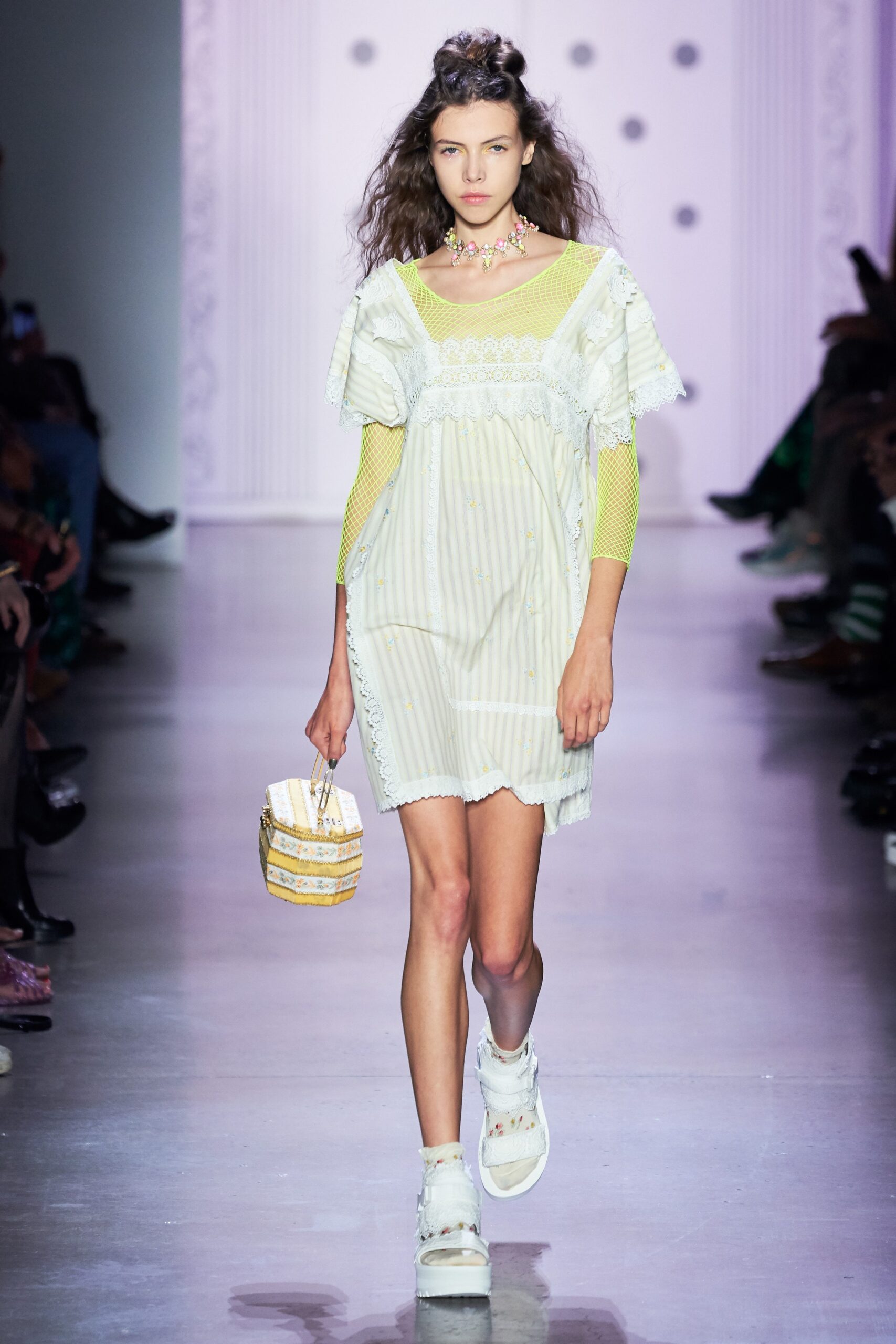 white mini dress with mesh top