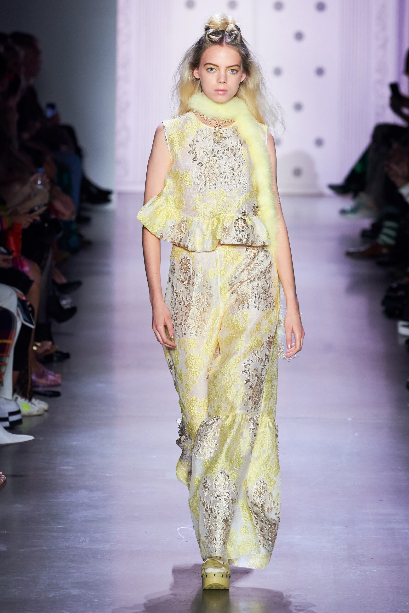 yellow lace layered maxi dress