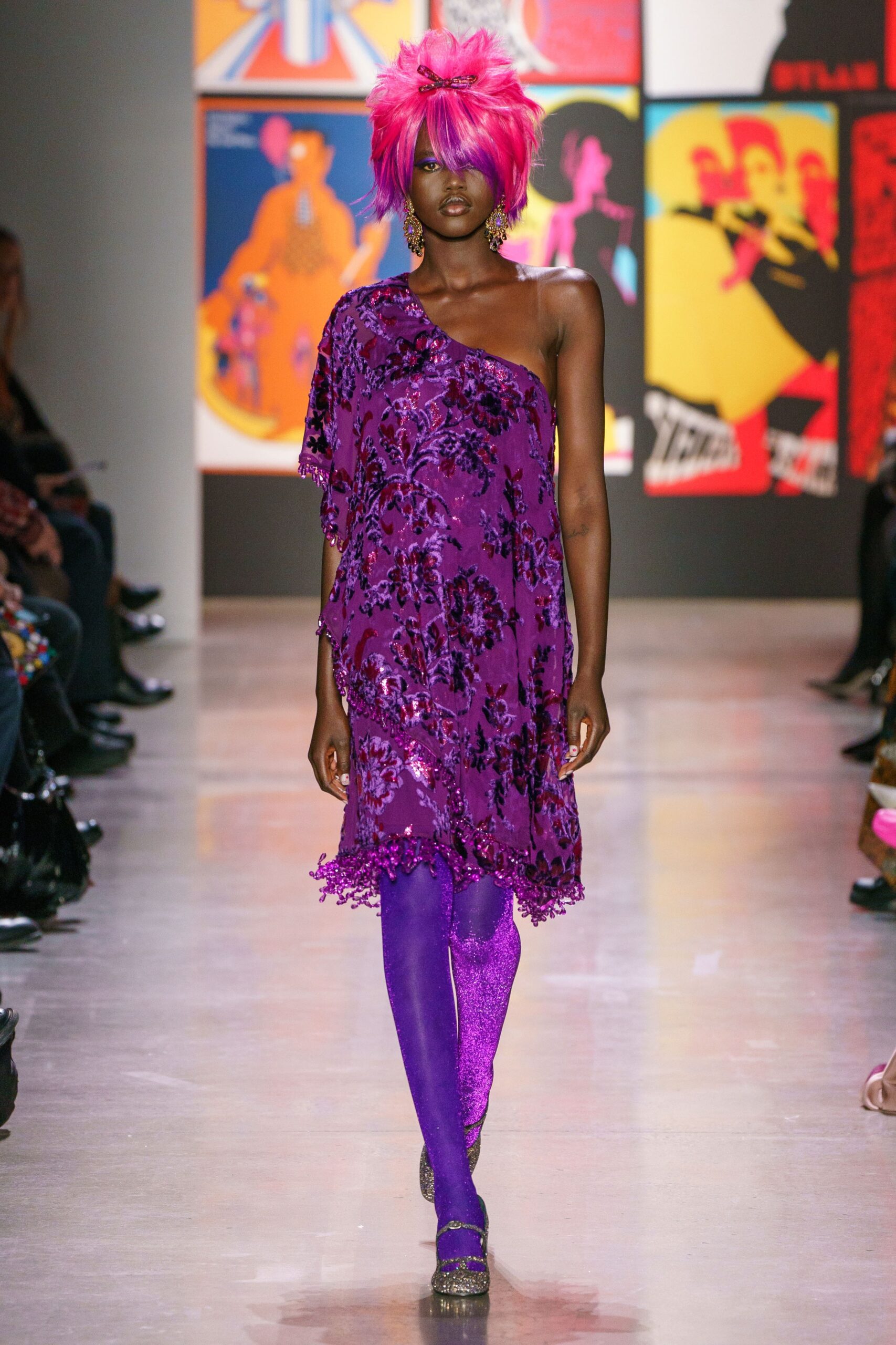 purple embroidered asymmetric dress