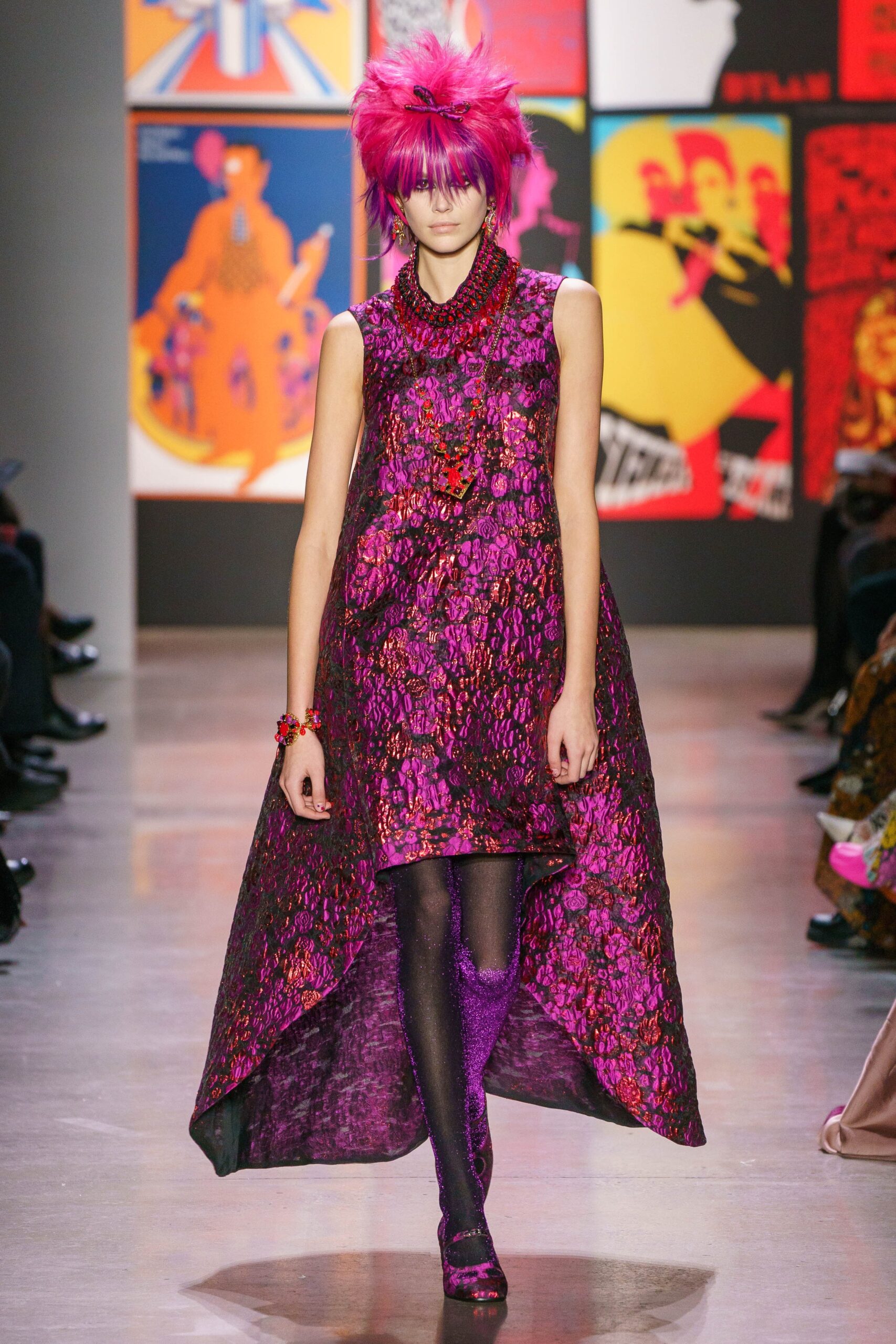 purple pink asymmetric layered dress