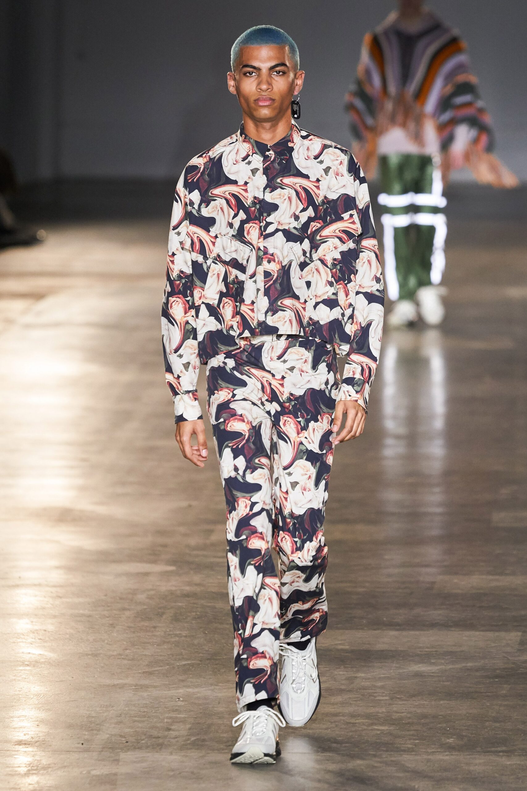 multi-colored printed suit