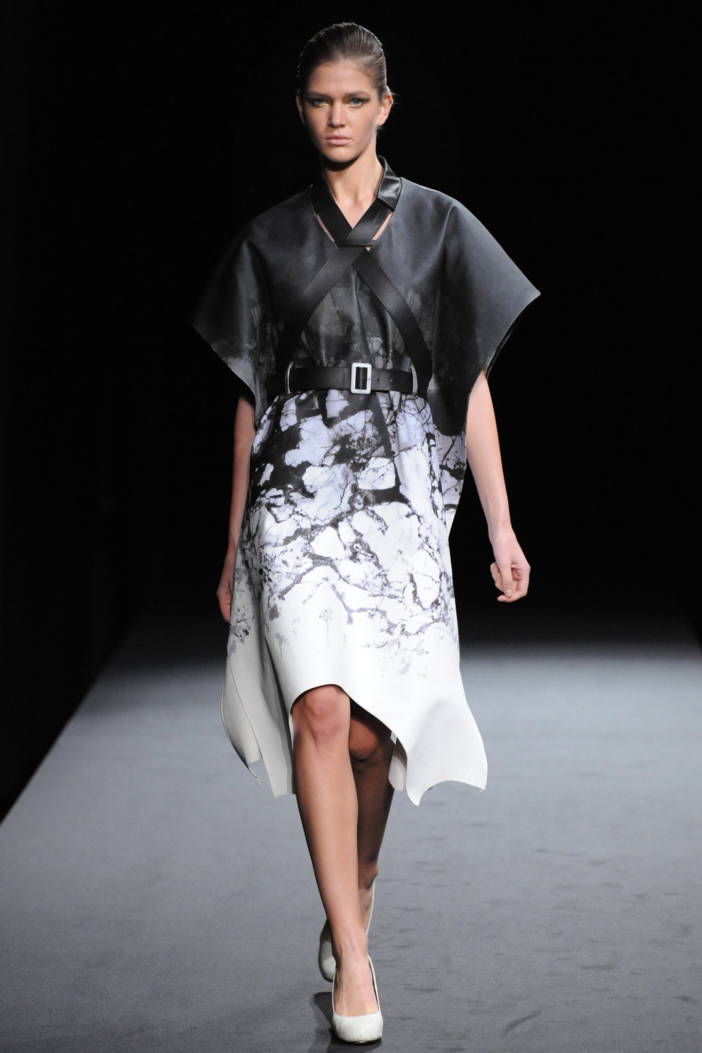 black and white asymmetric dress