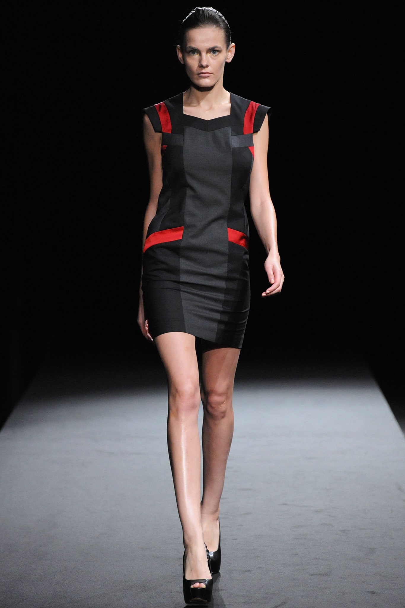 fitted black and red mini dress