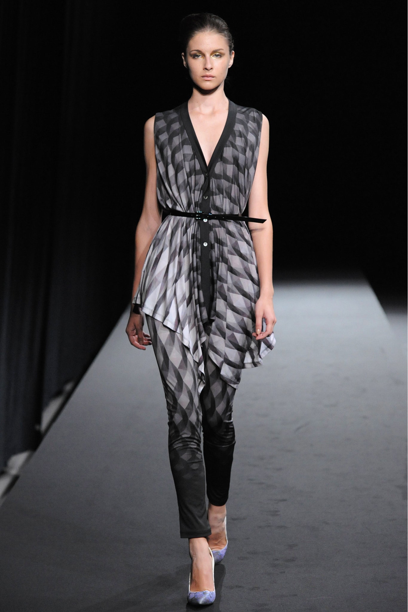 black and white draped jumpsuit