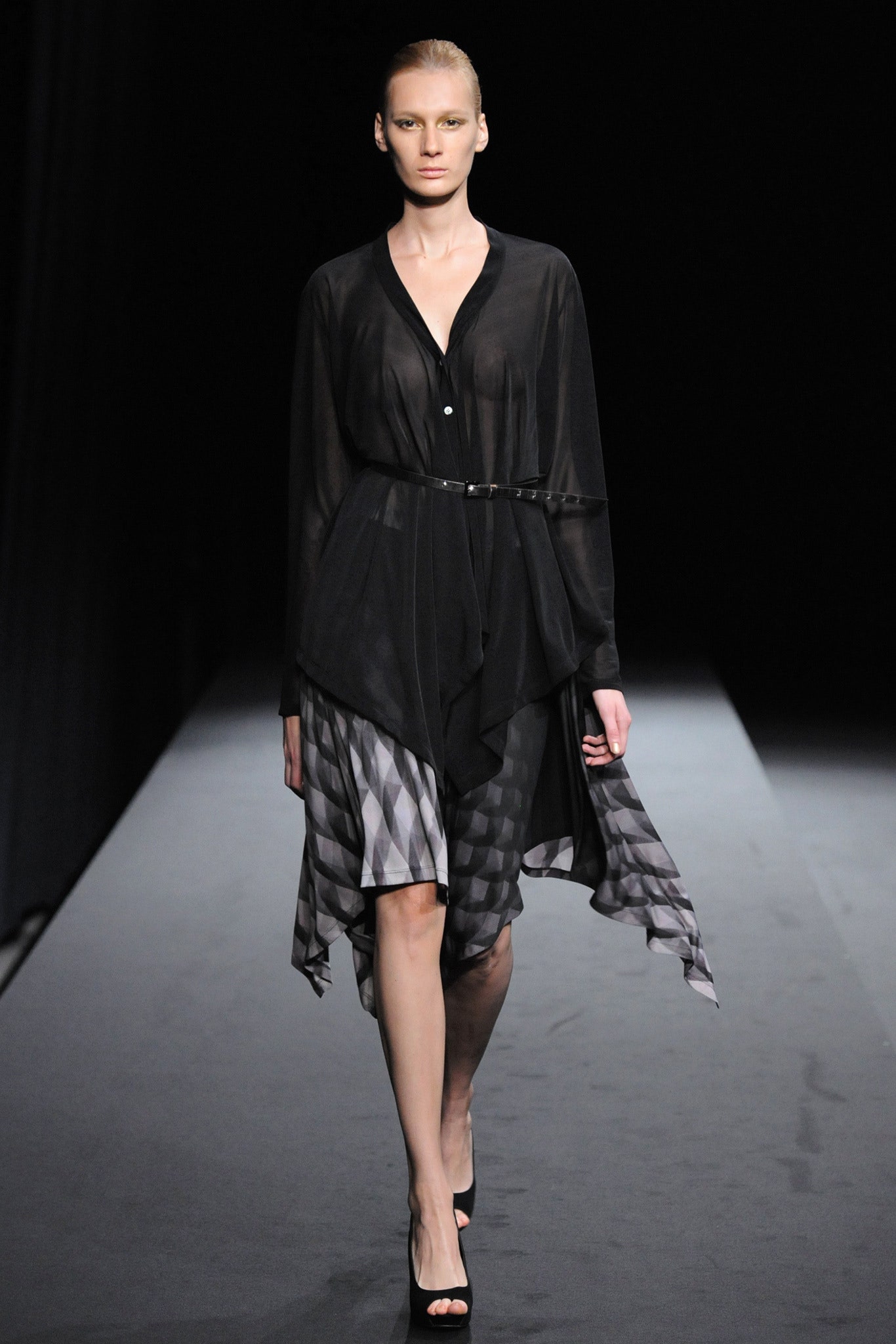 black silk asymmetric dress