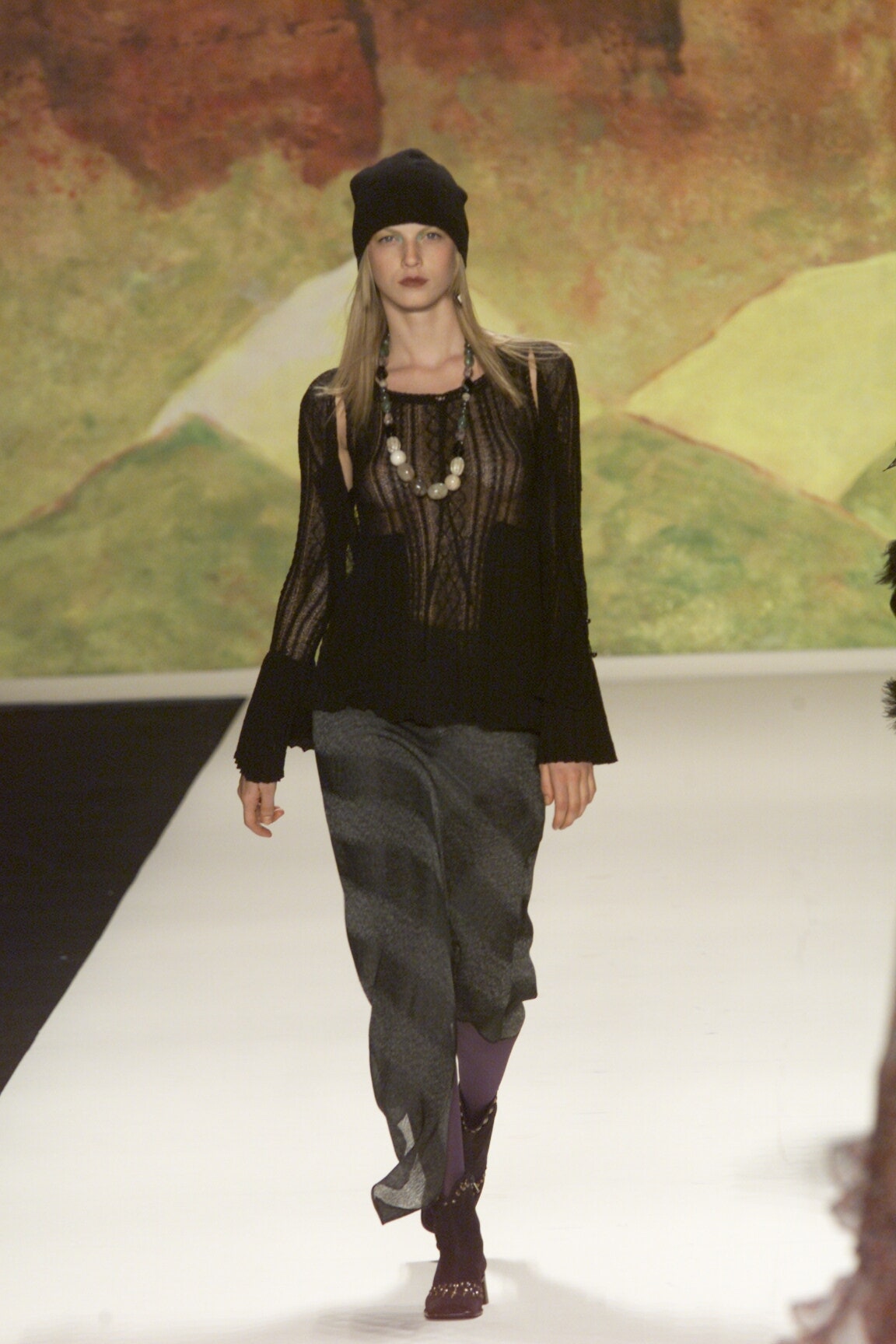 black lace fitted top with flared pants