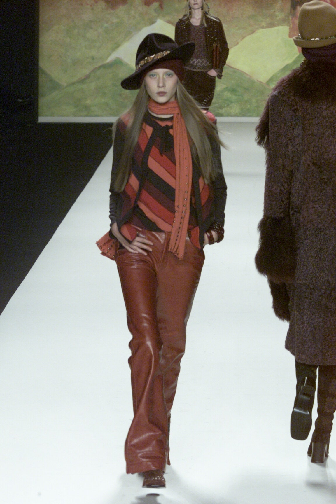 fitted striped top with flared pants