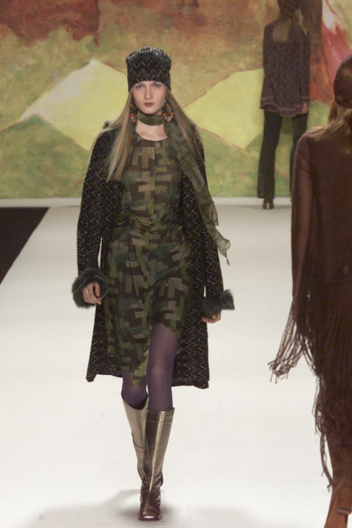 camouflage mini dress with coat