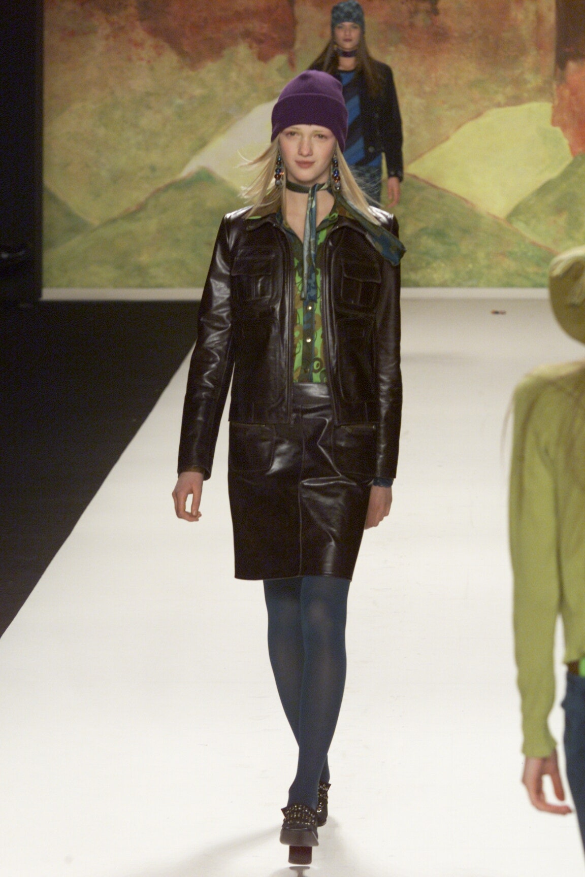 black leather jacket and skirt