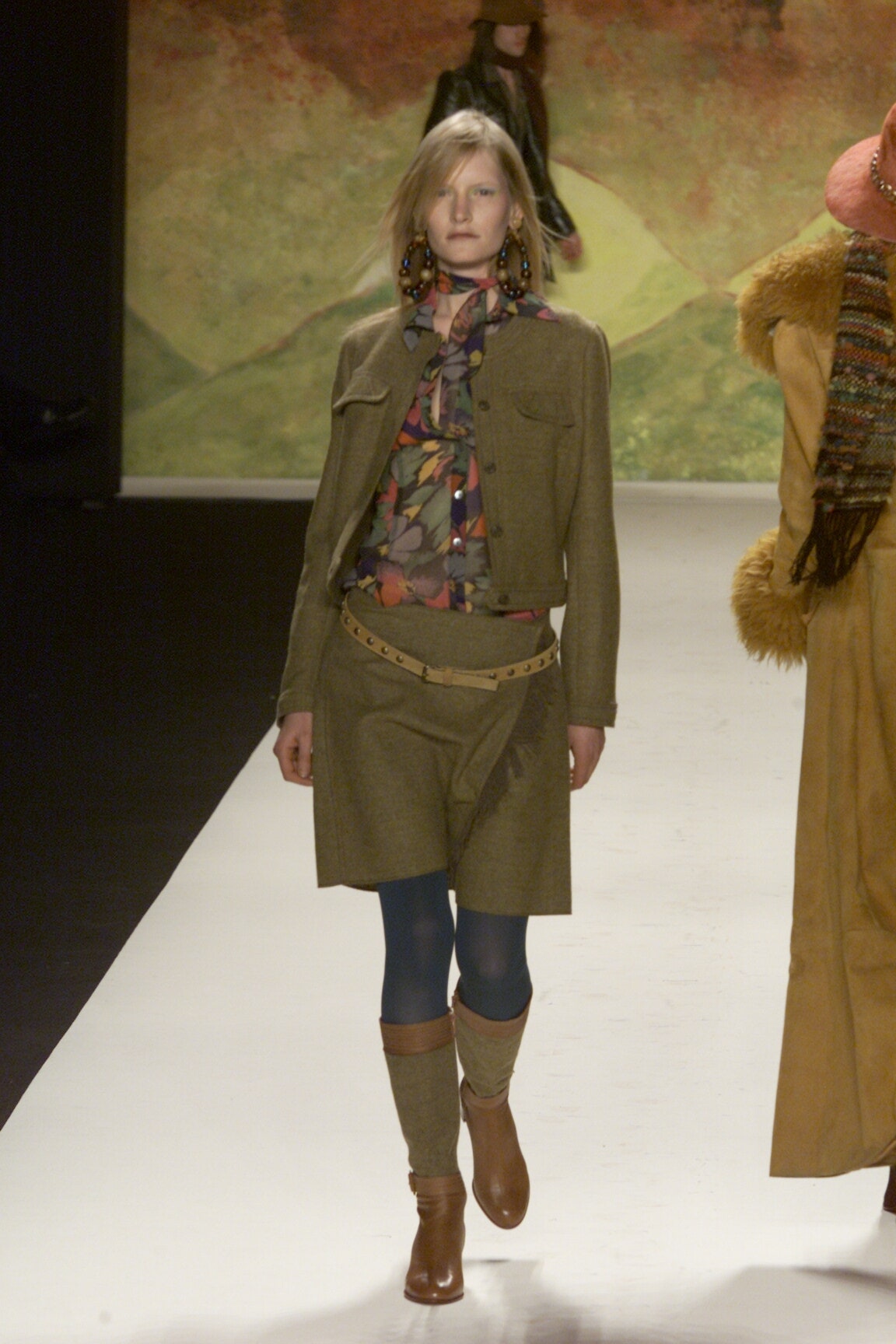 brown wool jacket with multi shirt