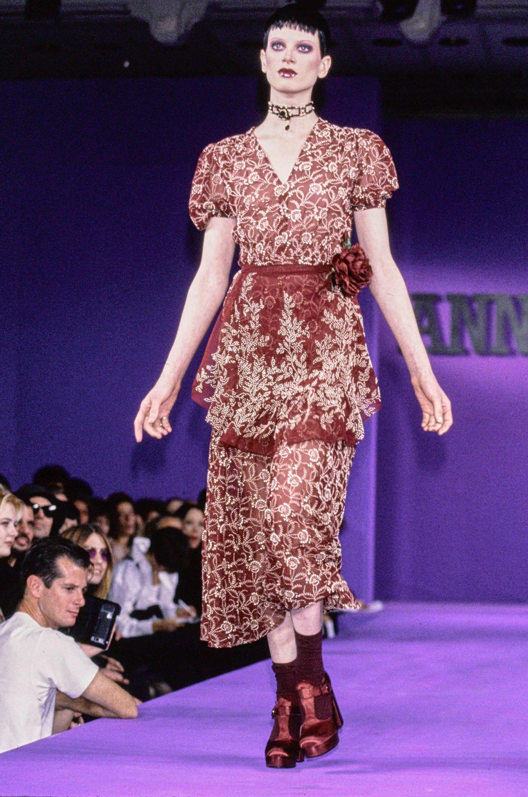 red silk short-sleeve v-neck fitted embroidered tiered dress