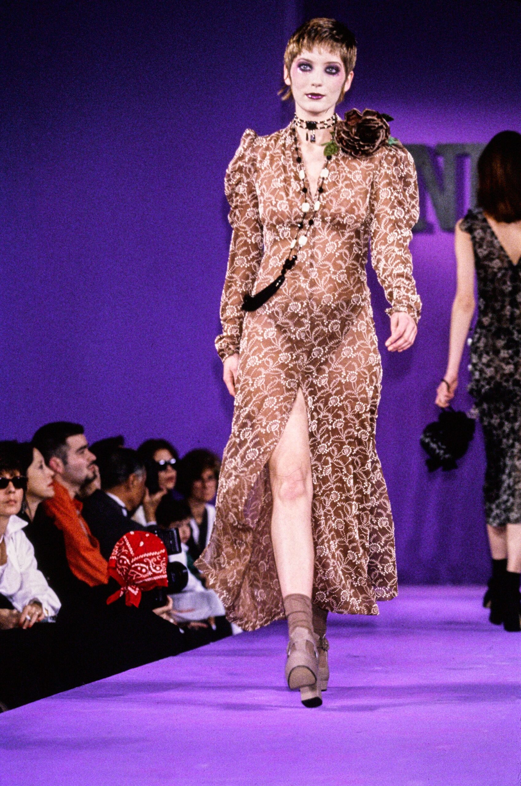 fitted brown lace midi dress