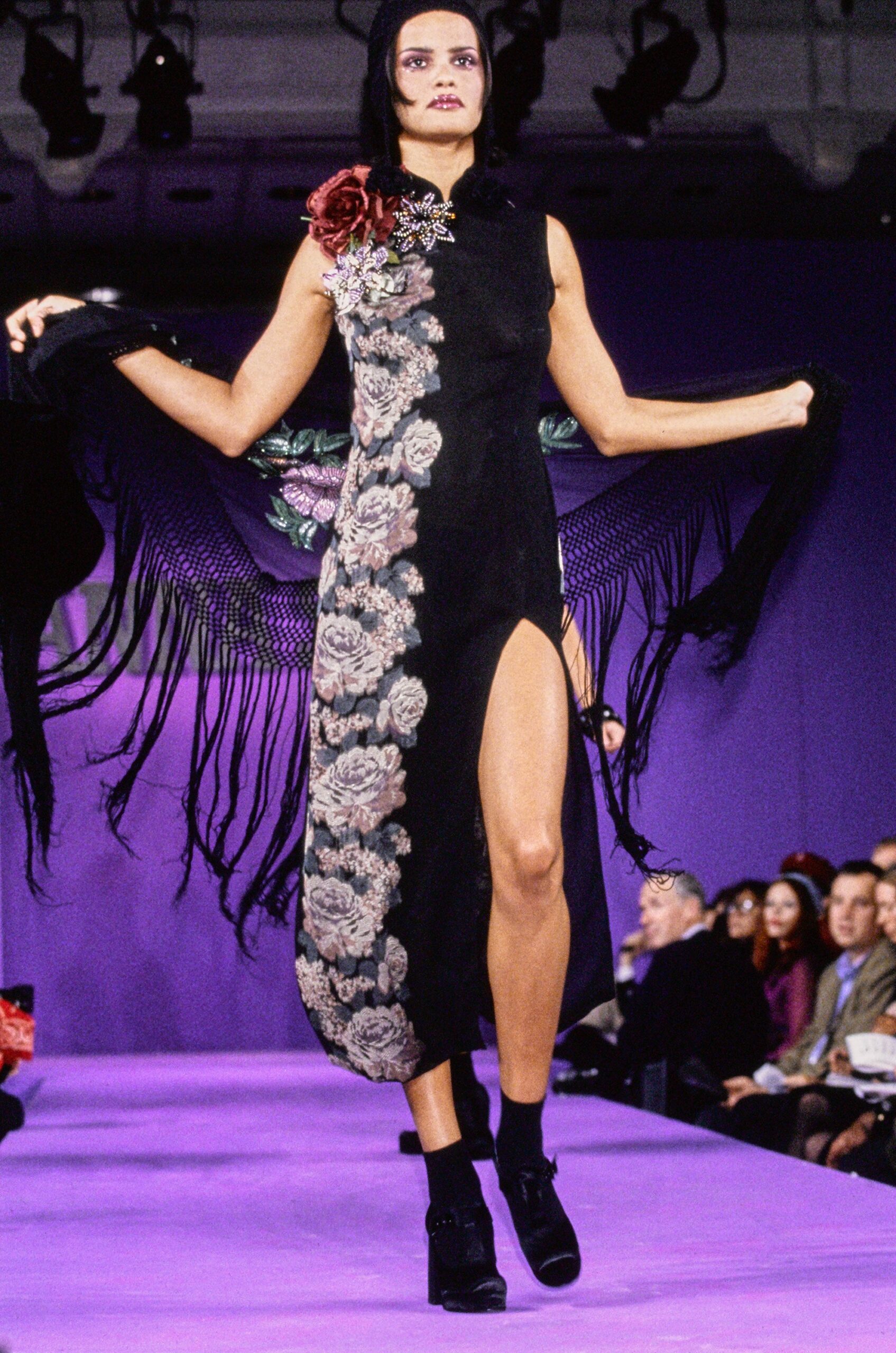 black silk fitted dress