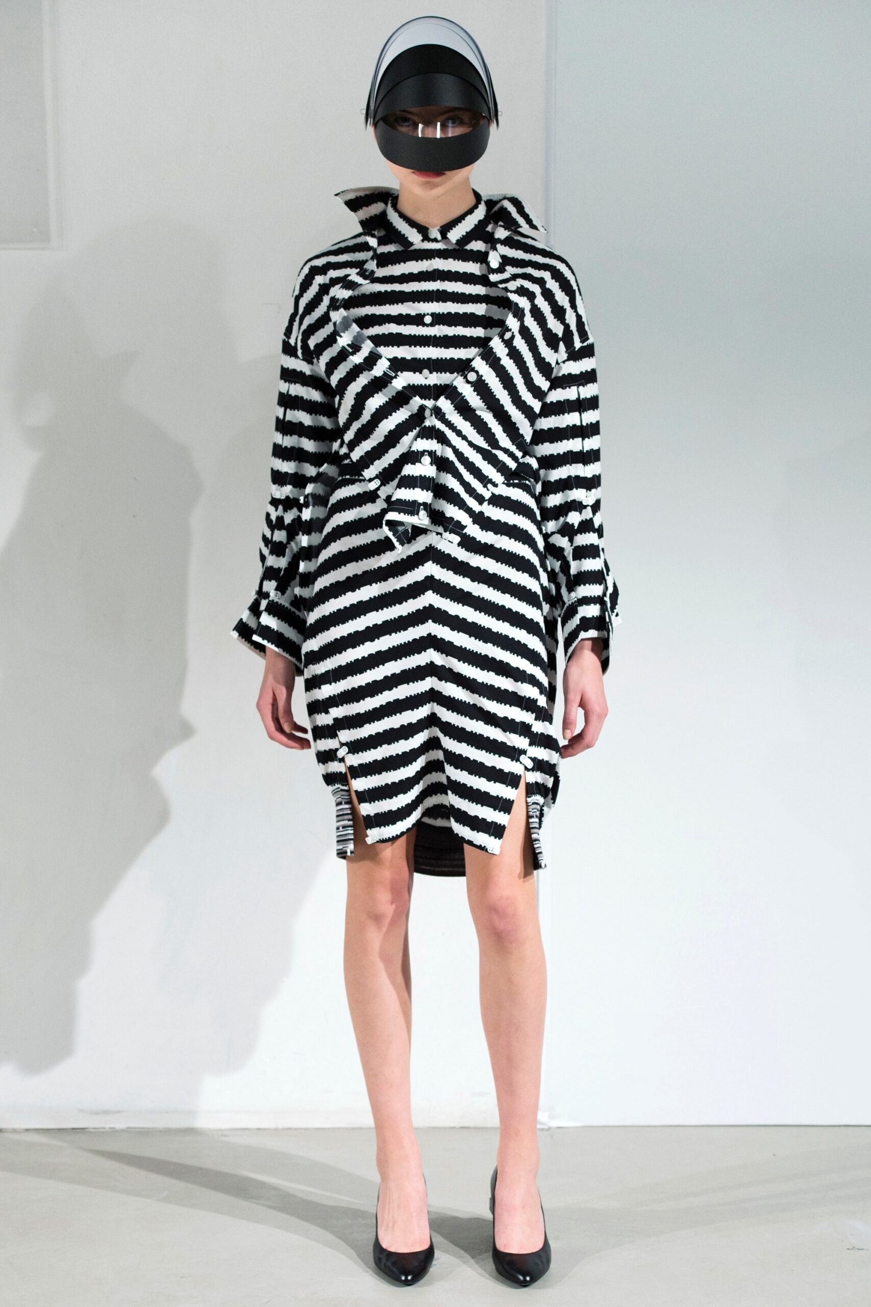 black and white striped dress
