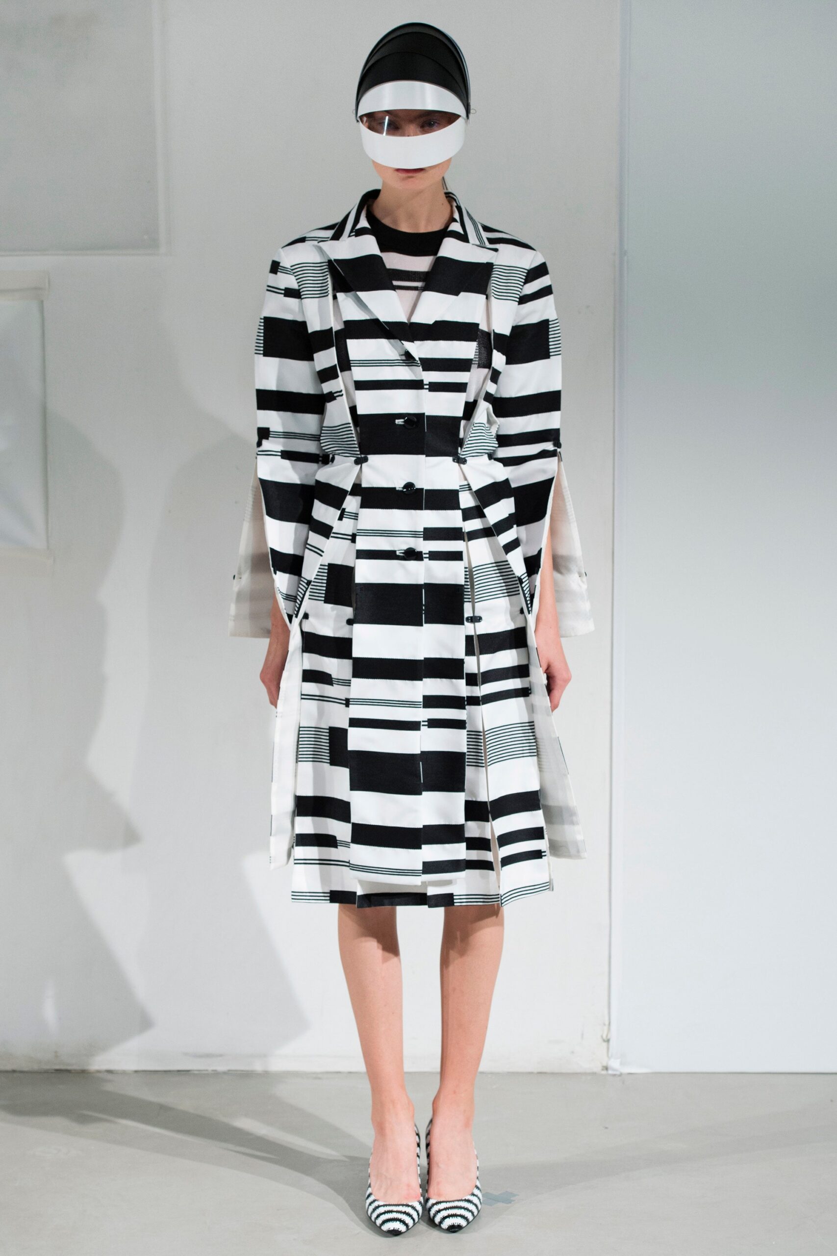 black and white striped midi dress