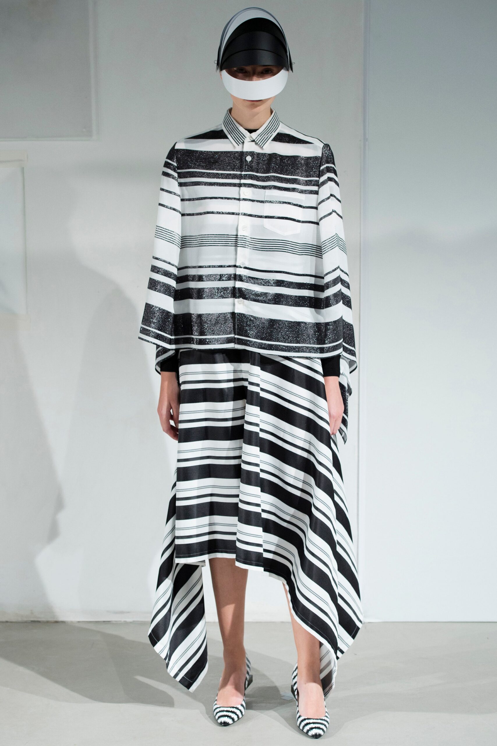 black and white striped midi dress