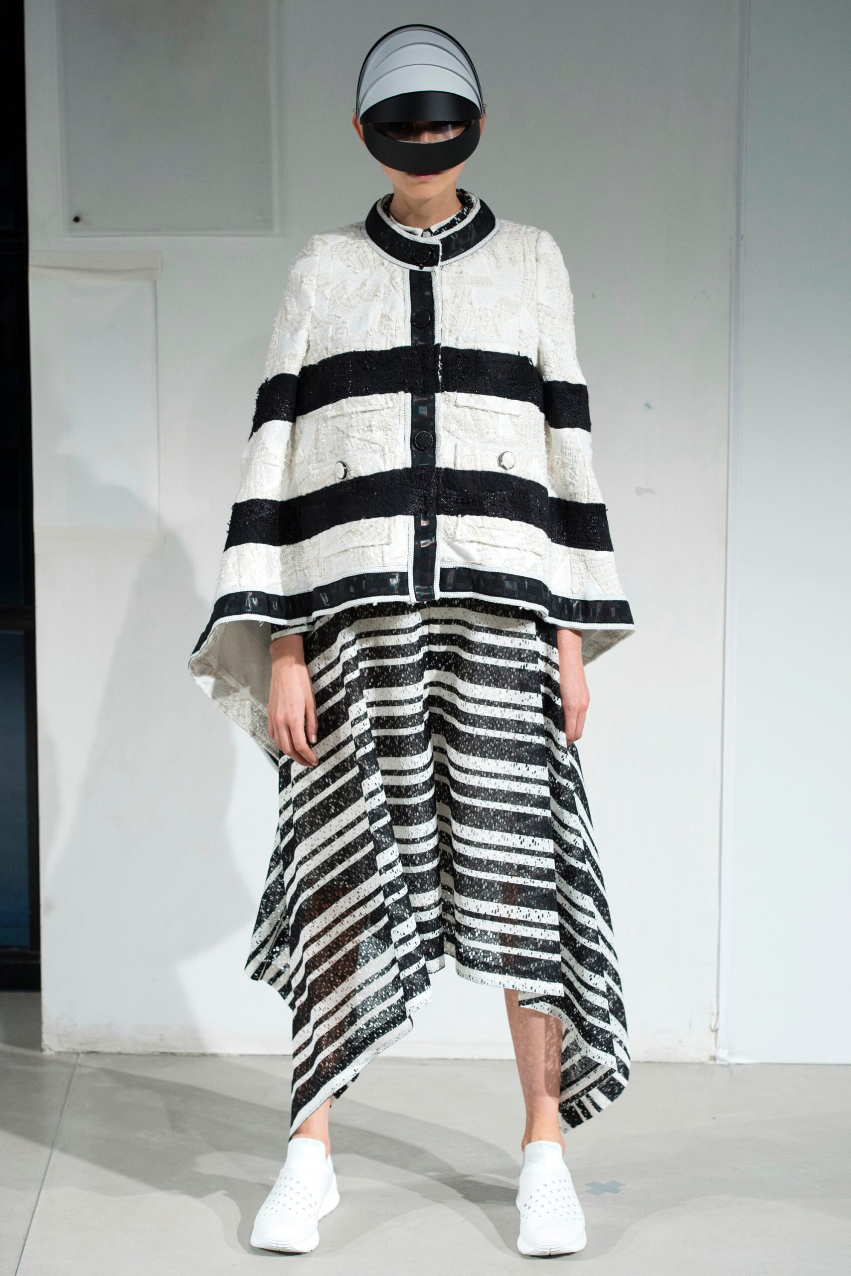 striped black and white cape and skirt