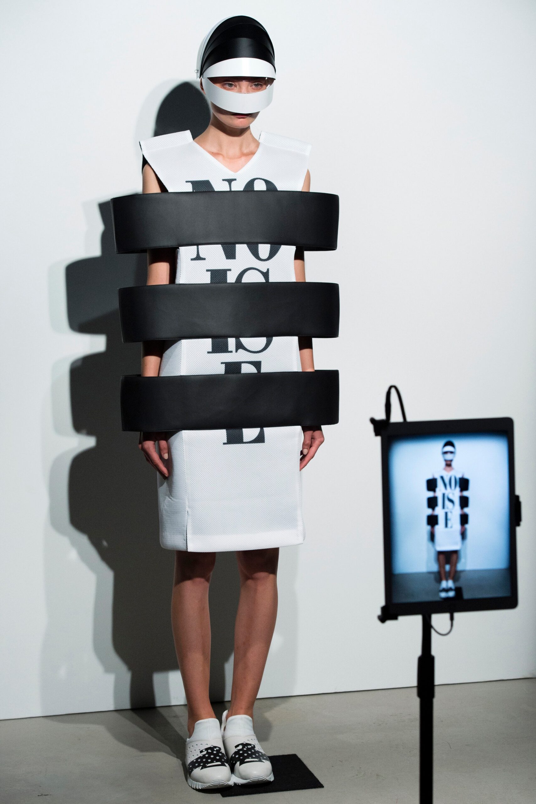 white and black layered dress
