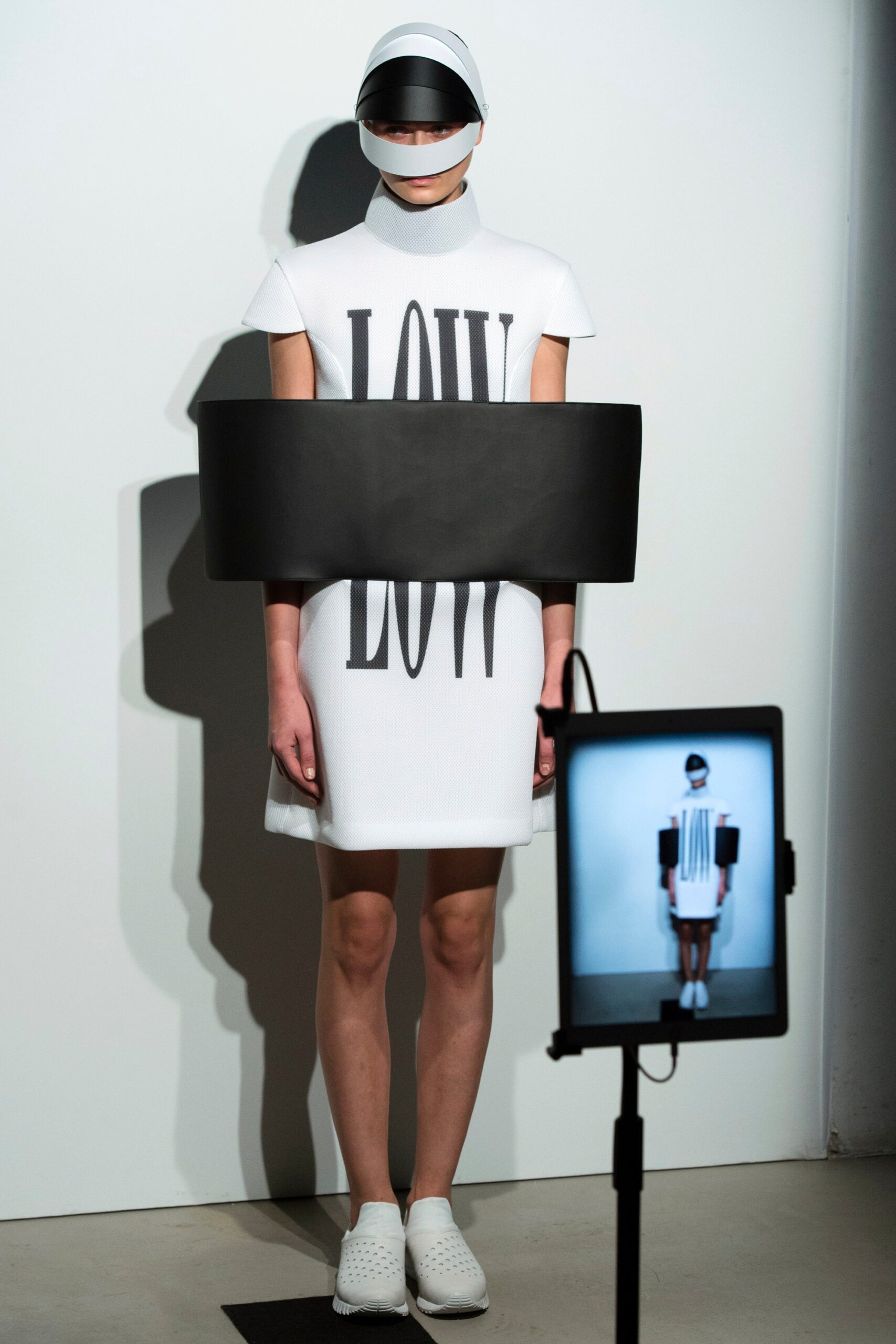 white and black fitted mini dress