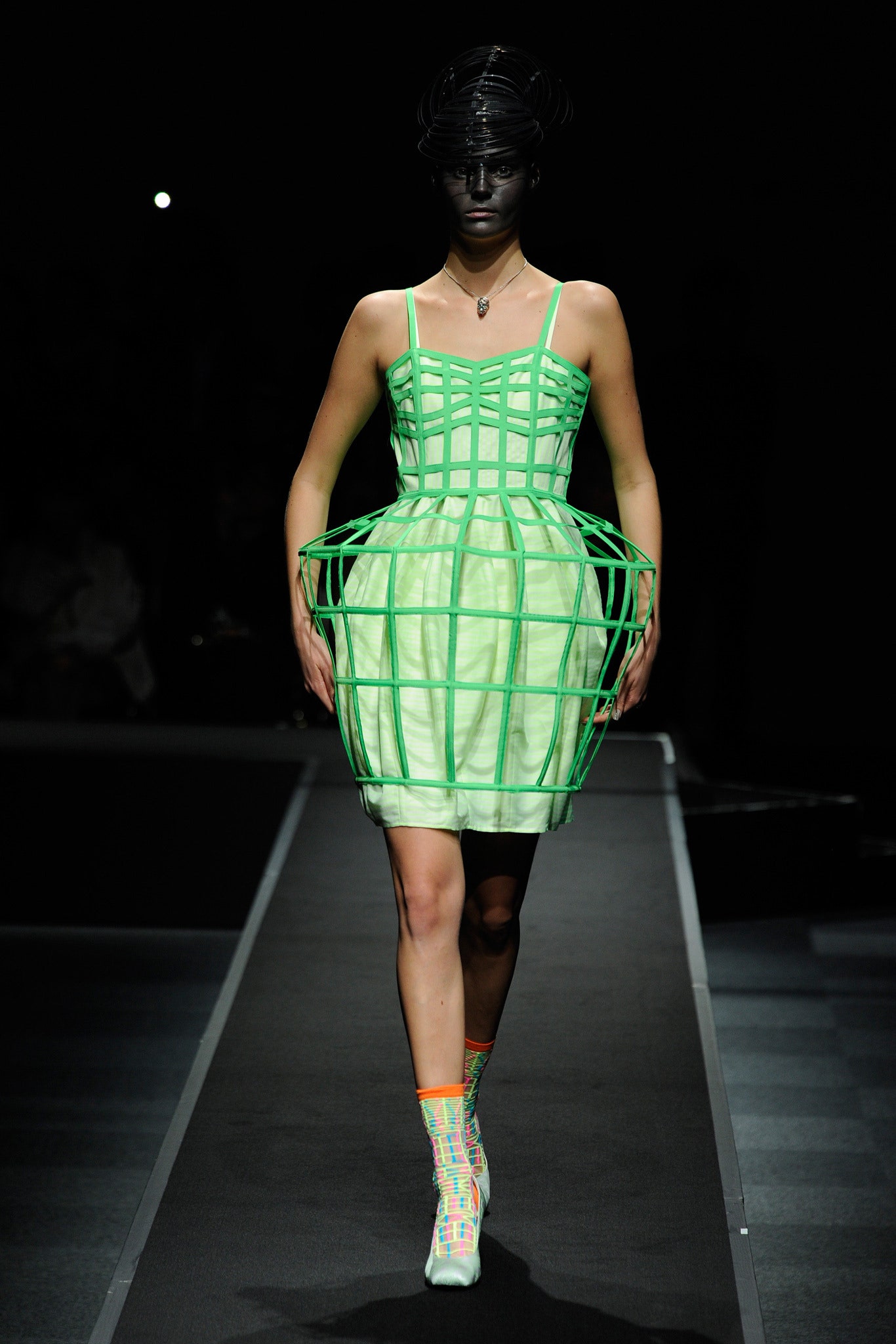 green structured mini dress