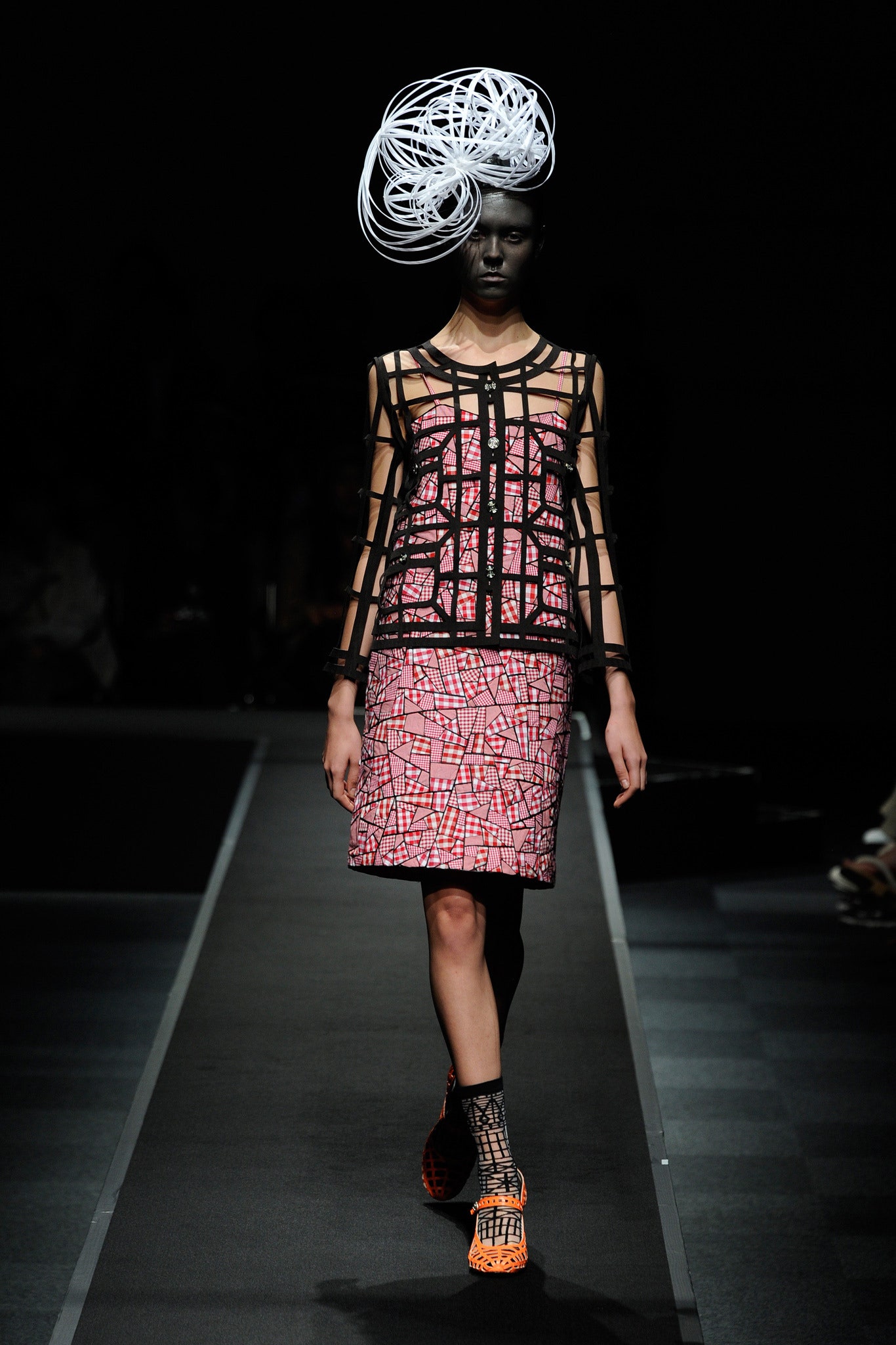pink cotton sleeveless v-neck fitted printed mini dress