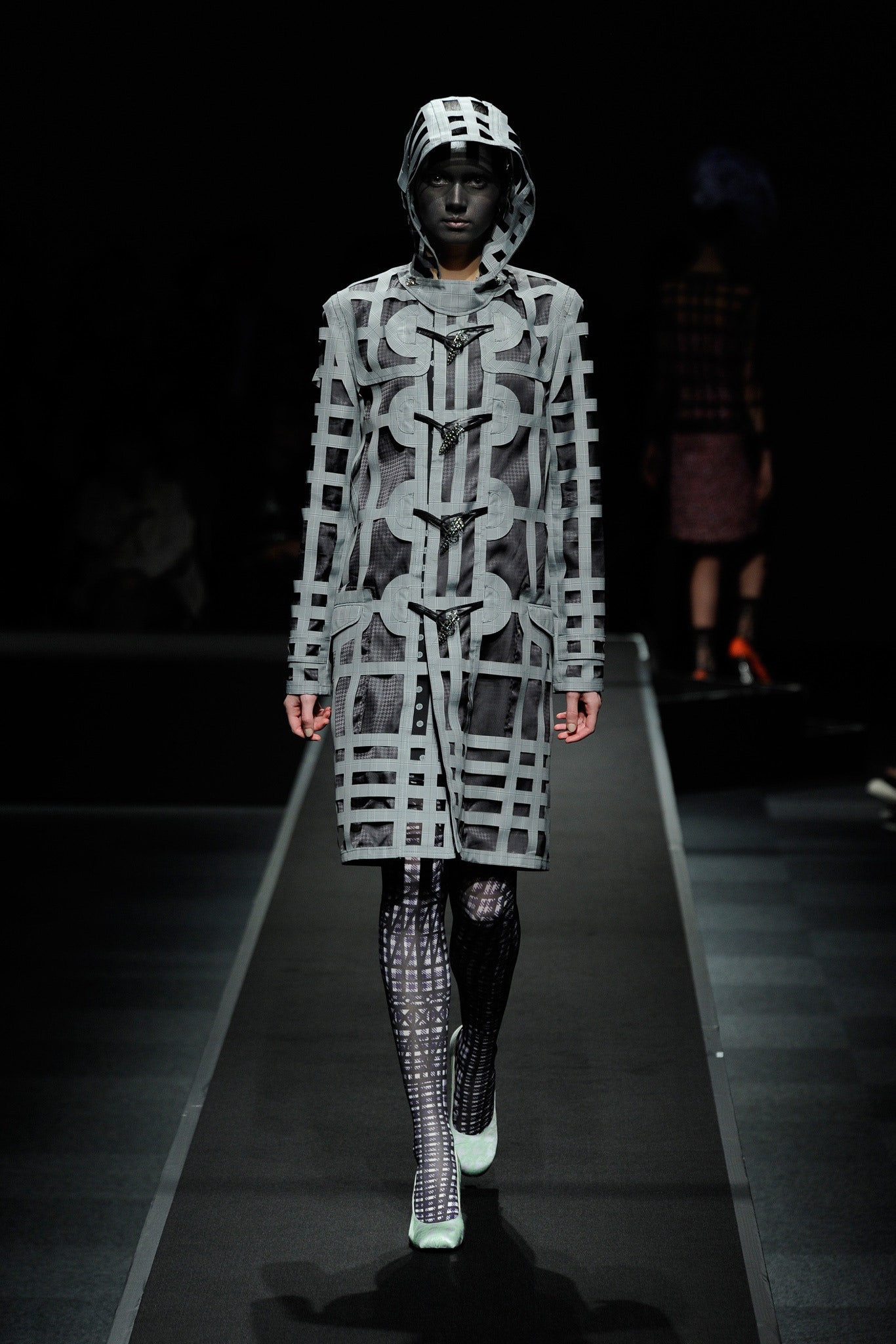 black and white printed coat