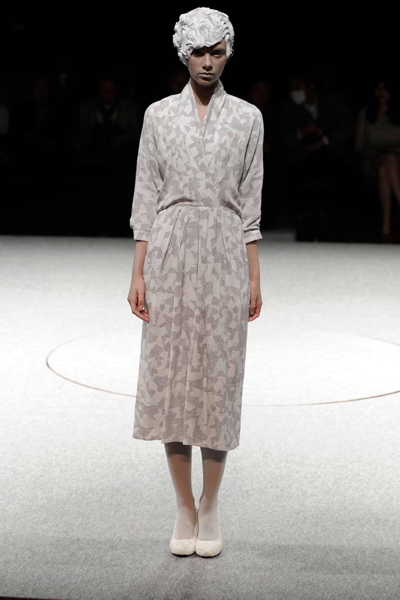 gray printed belted dress