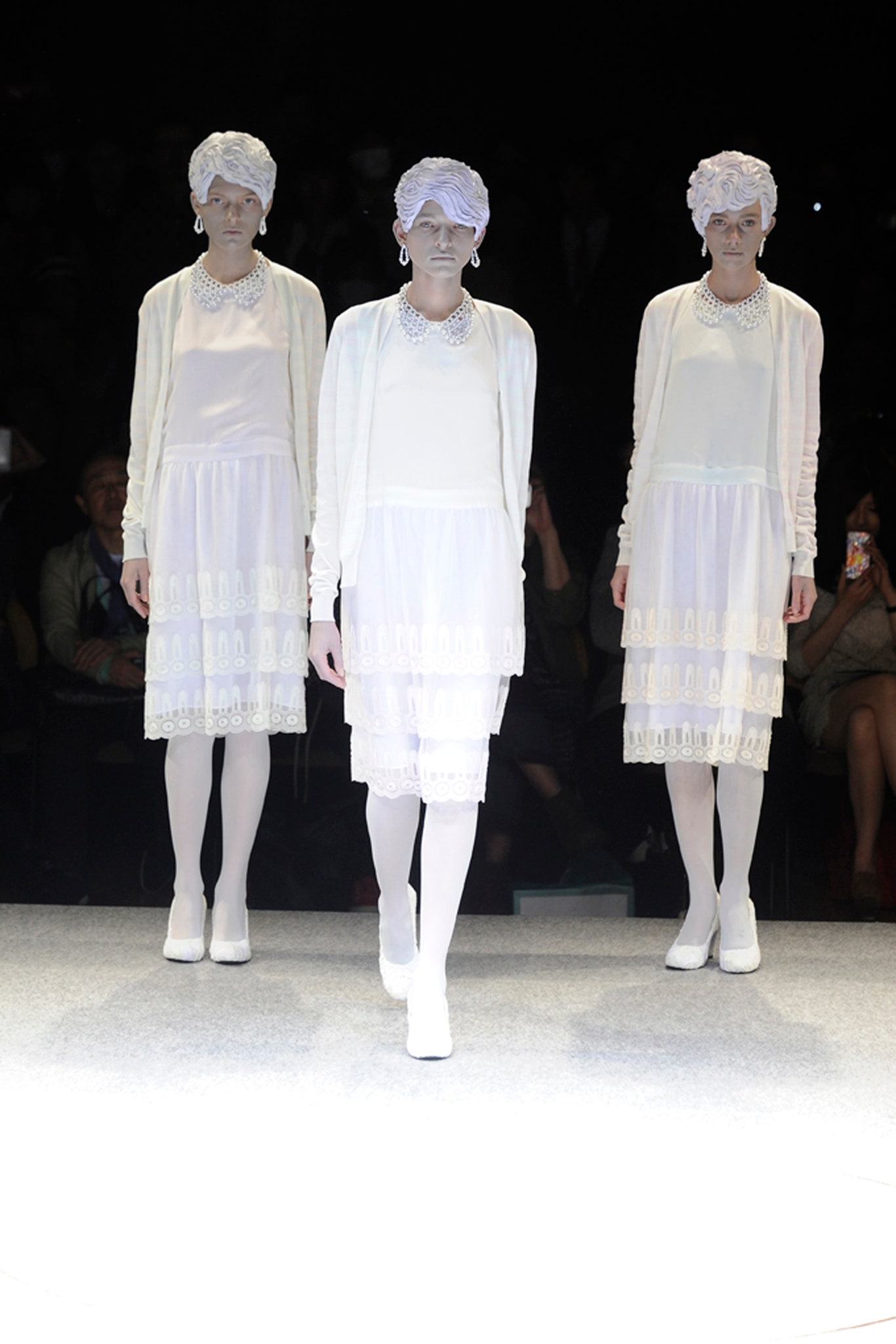 white midi dress with cardigan